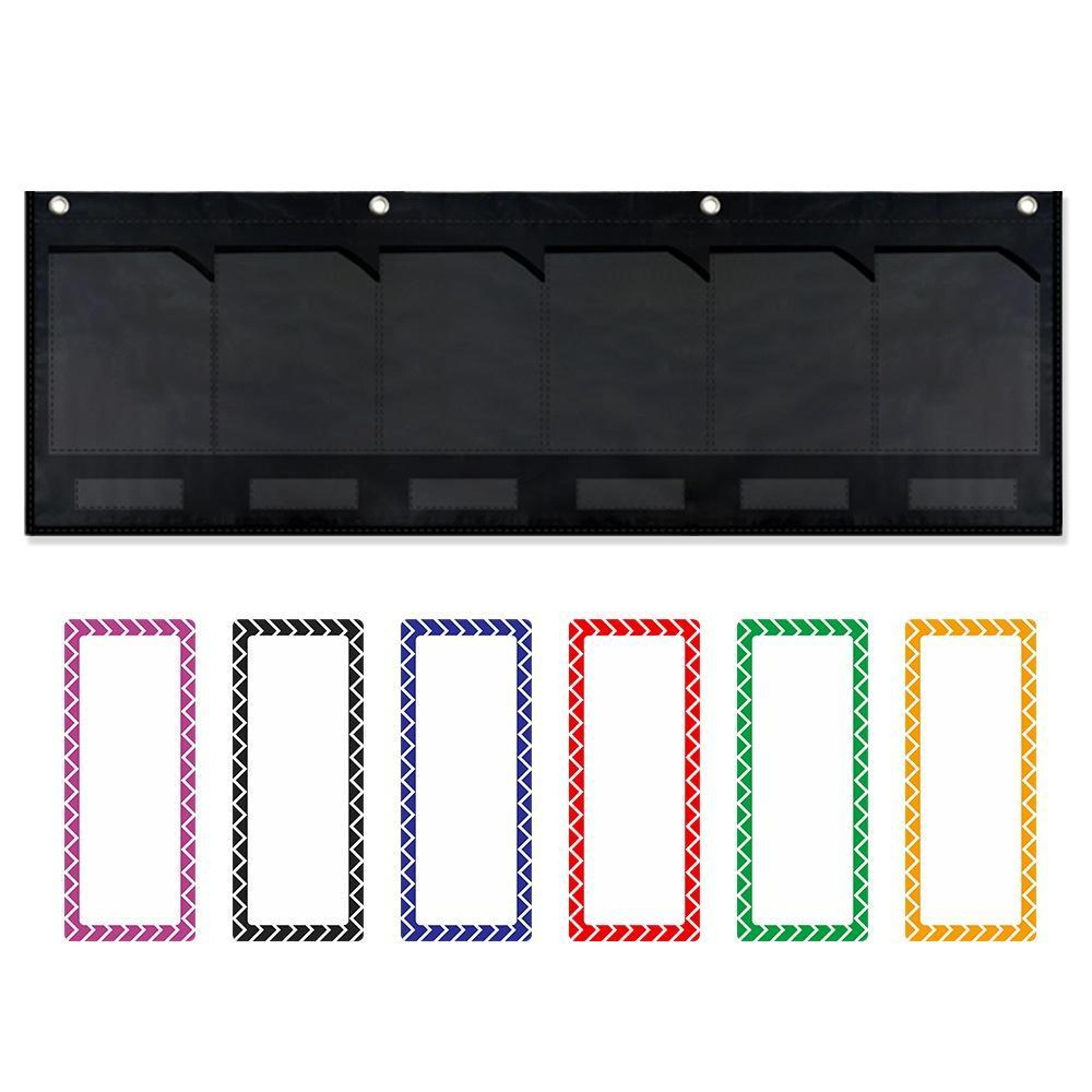 classroom wall pocket organizer with labels, pocket hanging paper organizer