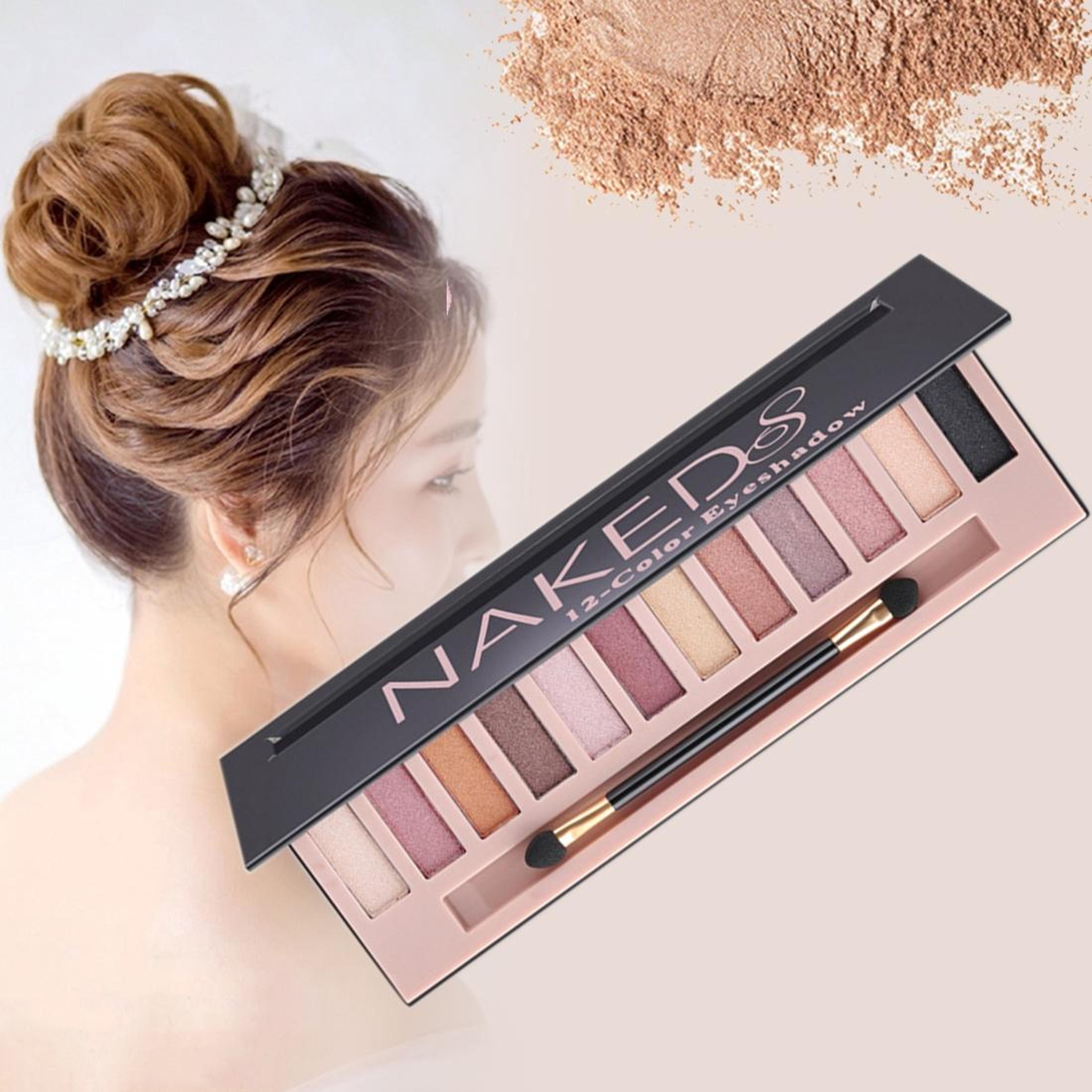 smoky eye pearl eyeshadow palette with brush set for bold & blended looks