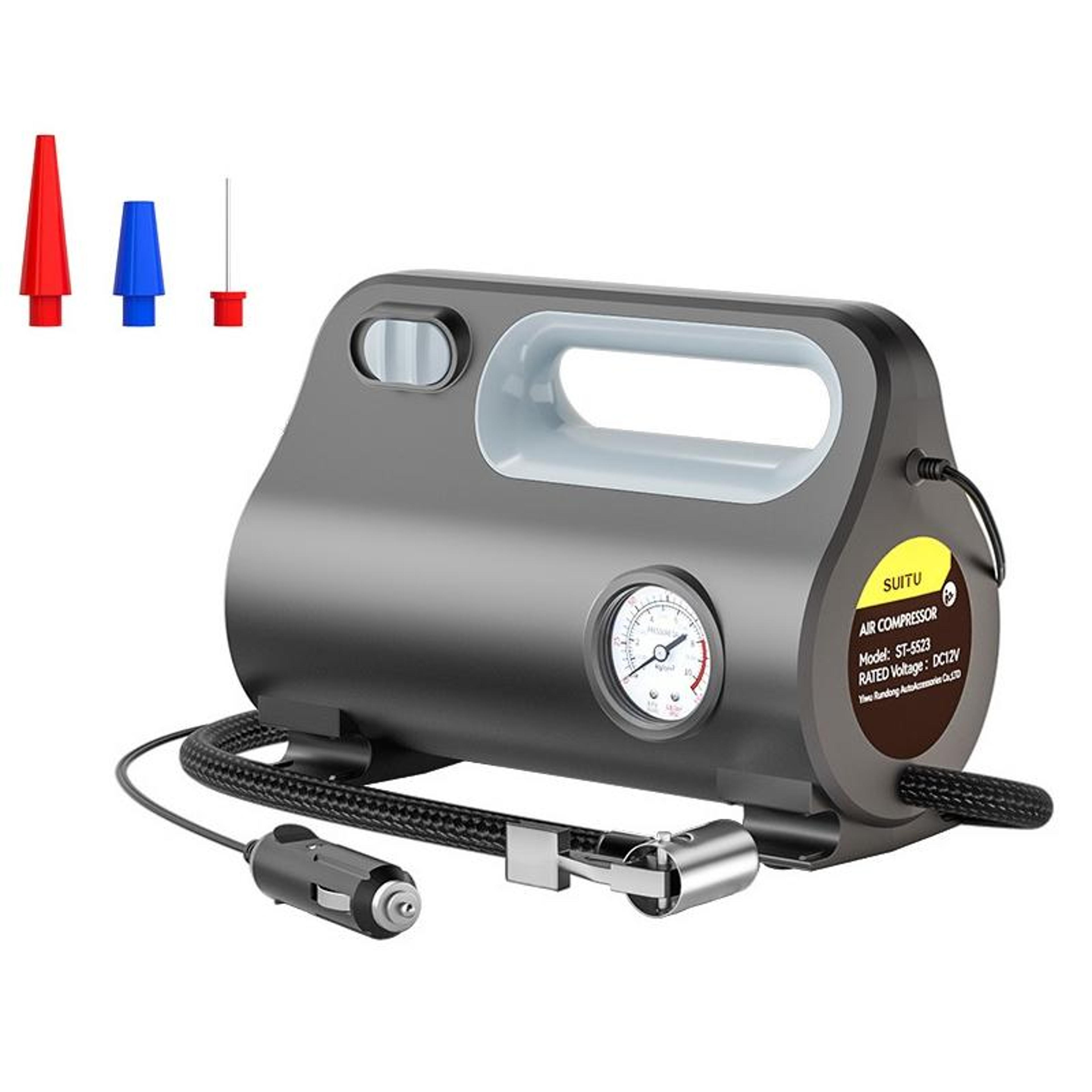 portable car tire inflator air compressor pump with auto shutoff & led light