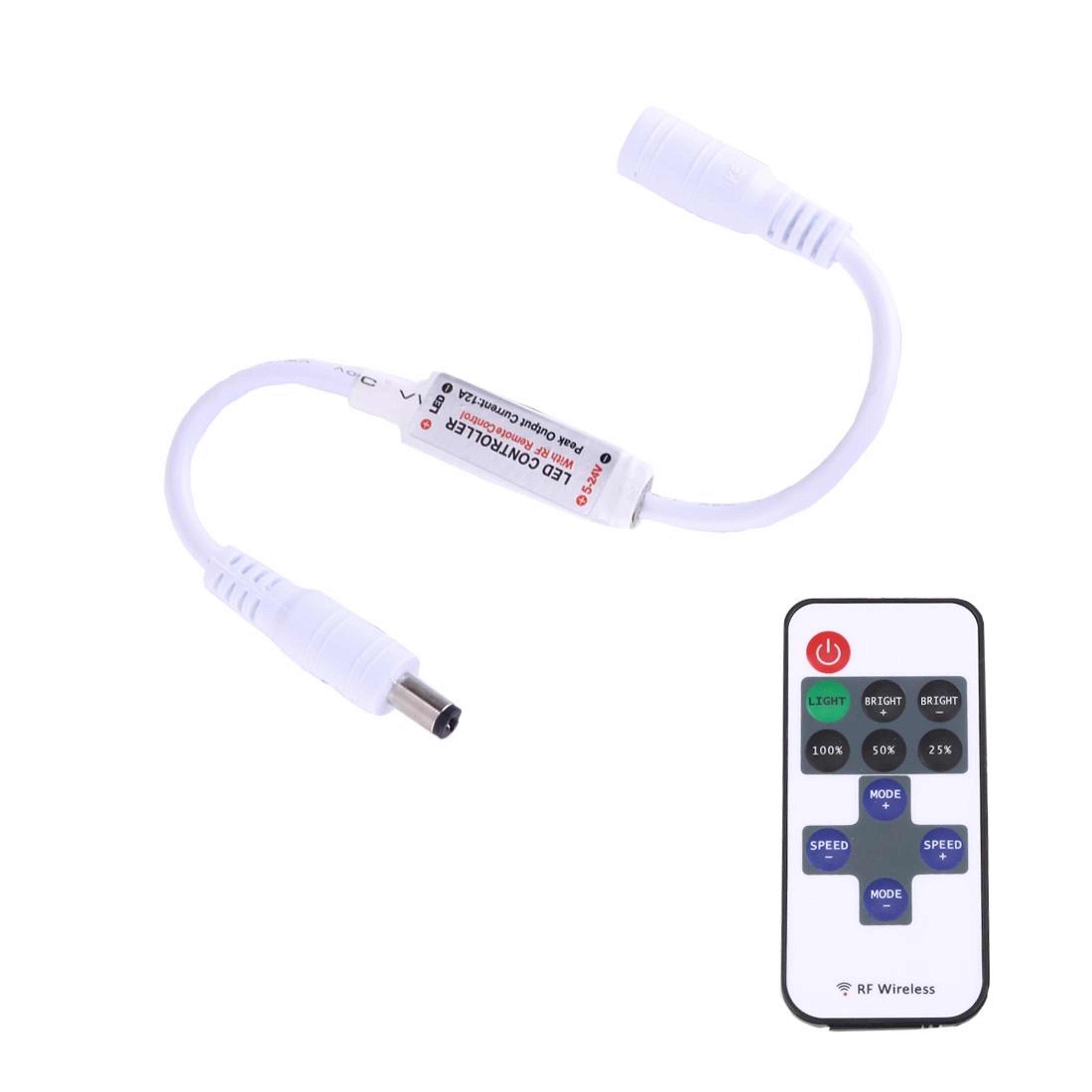 mini rf remote led controller for single color led strips with 11-key dimmer control