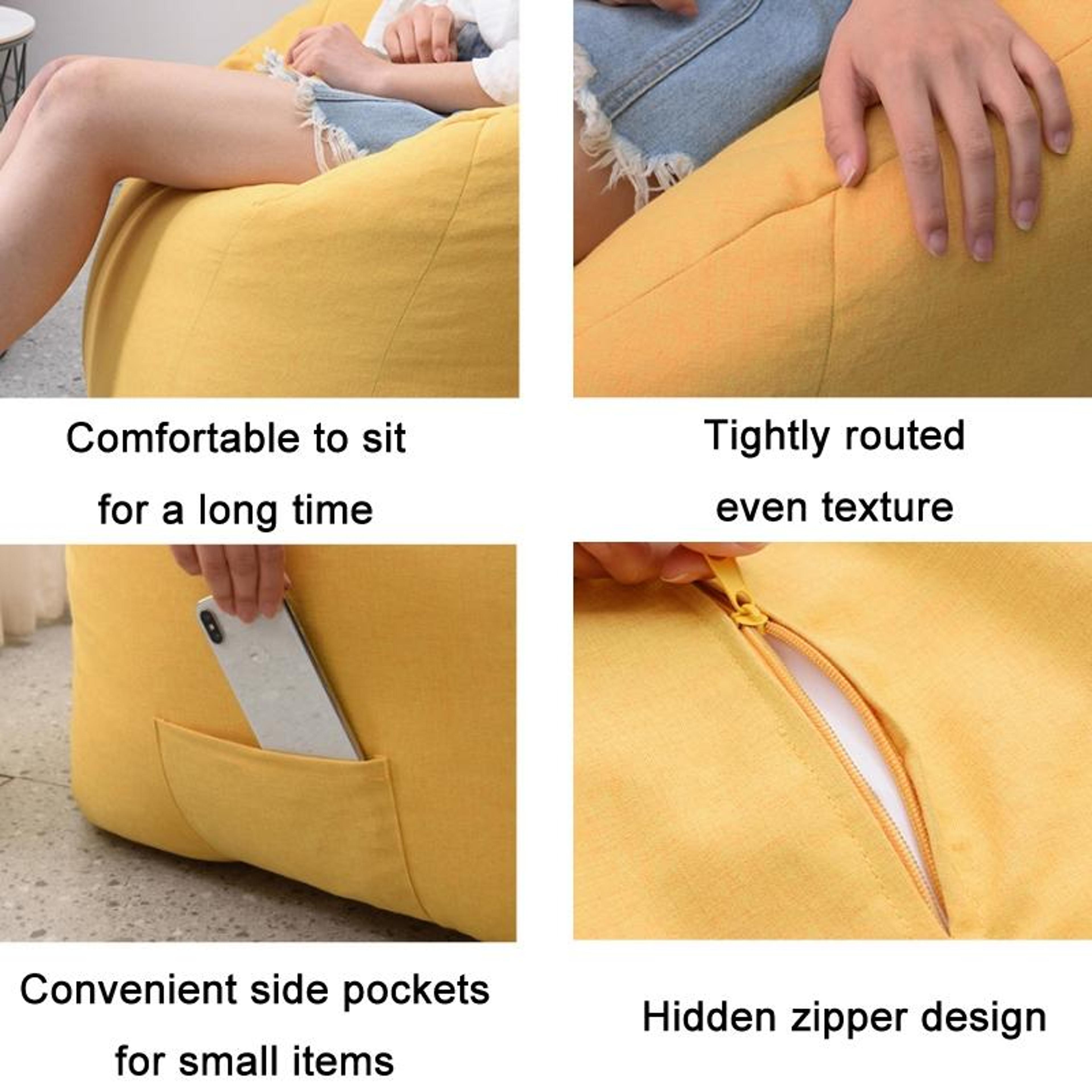 Removable Washable Lazy Sofa Chair With Side Pockets Soft Floor Sofa For Small Spaces 2