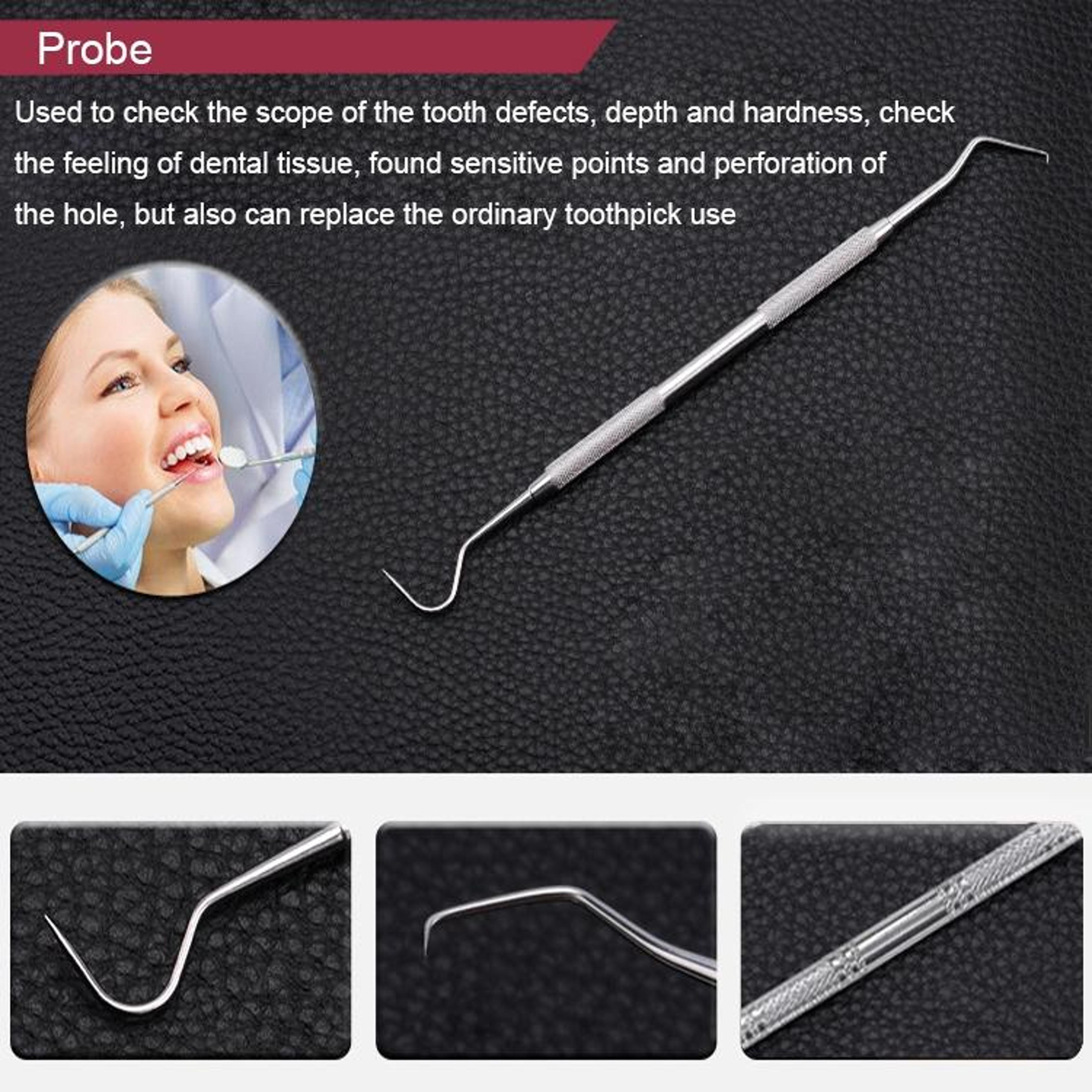 6in1 Dental Cleaning Tools Kit Stainless Steel Oral Care Set With Mirror  Tartar Remover 4