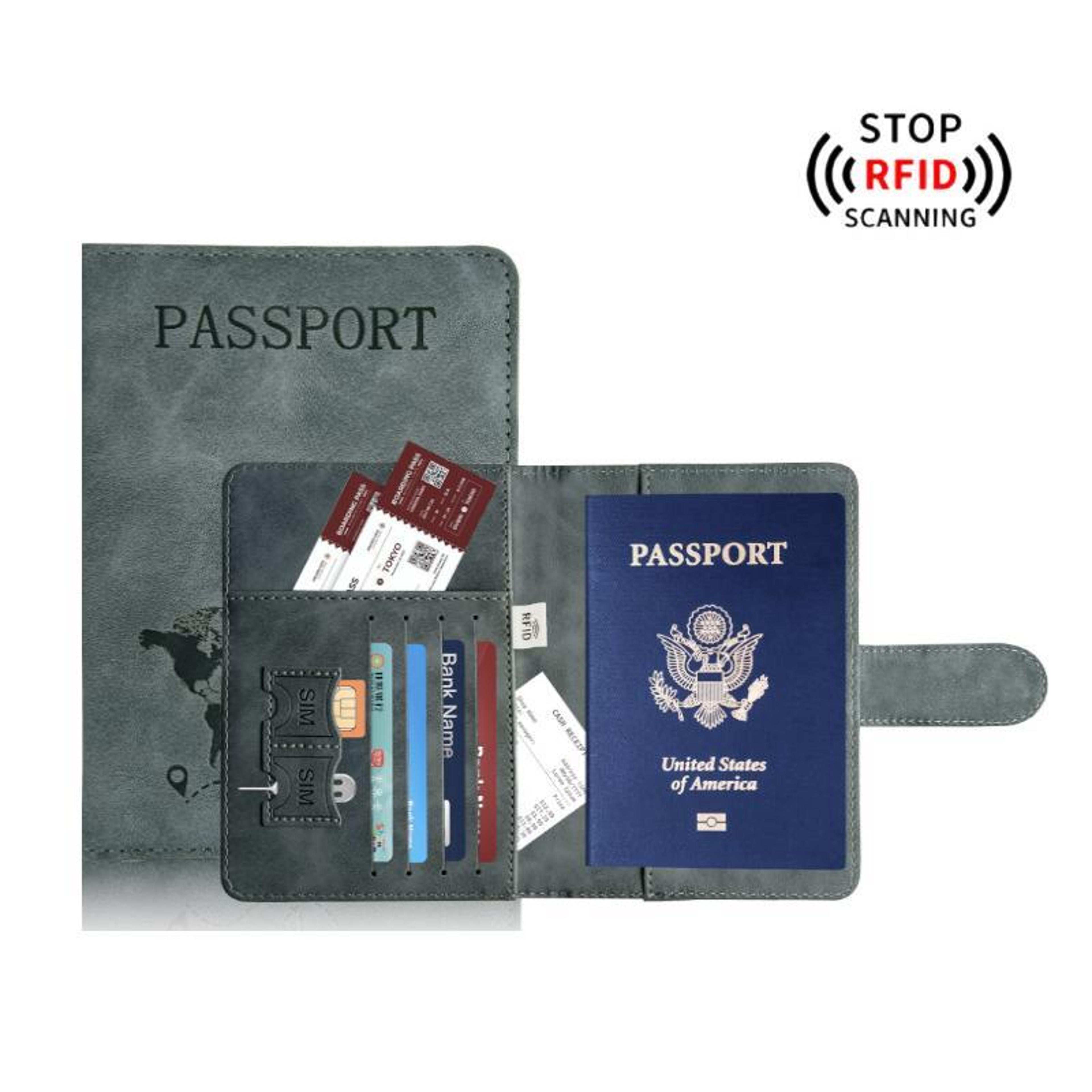 rfid blocking travel wallet passport holder with card slots & magnetic closure
