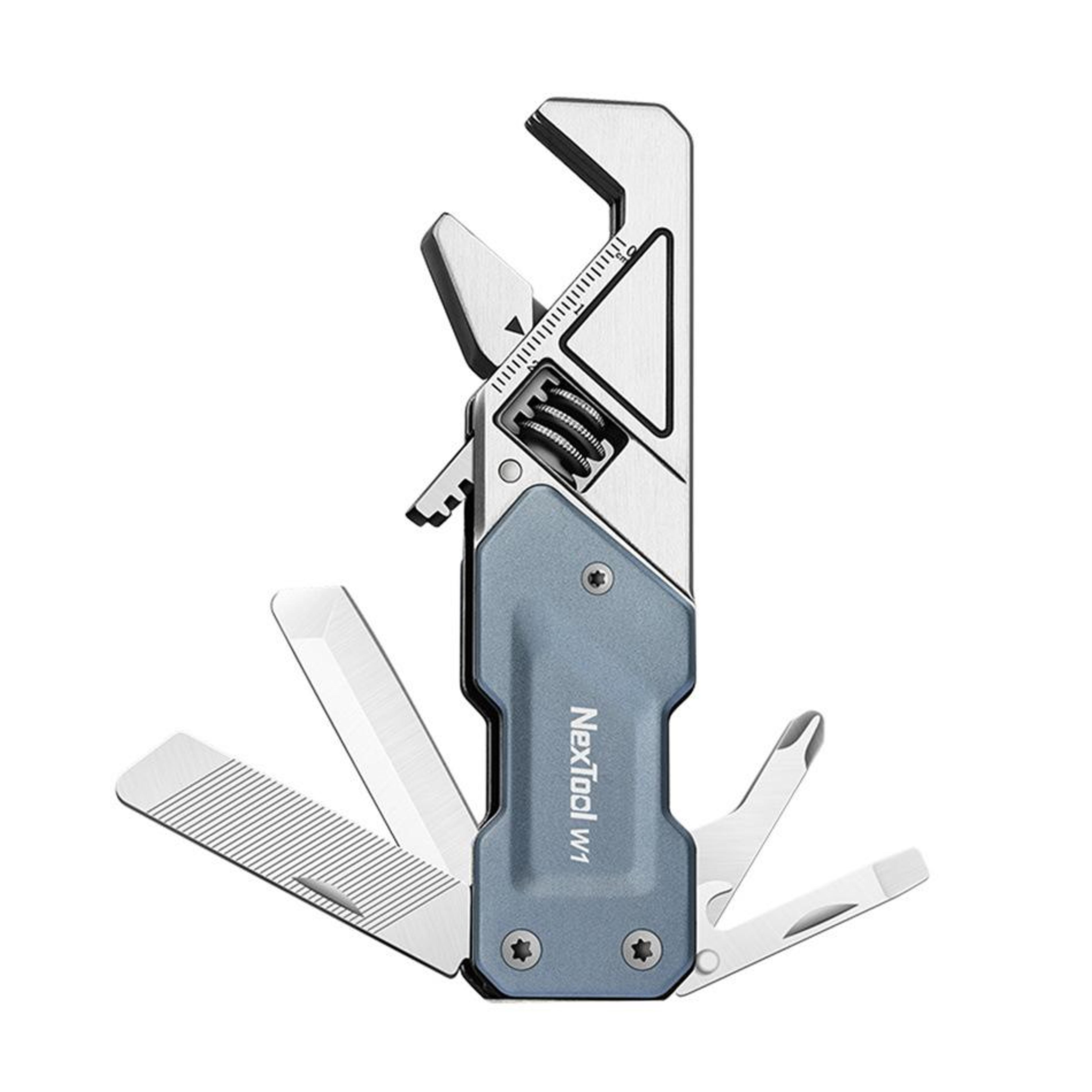 6 in 1 portable multi tool adjustable wrench with knife, screwdriver & bottle opener
