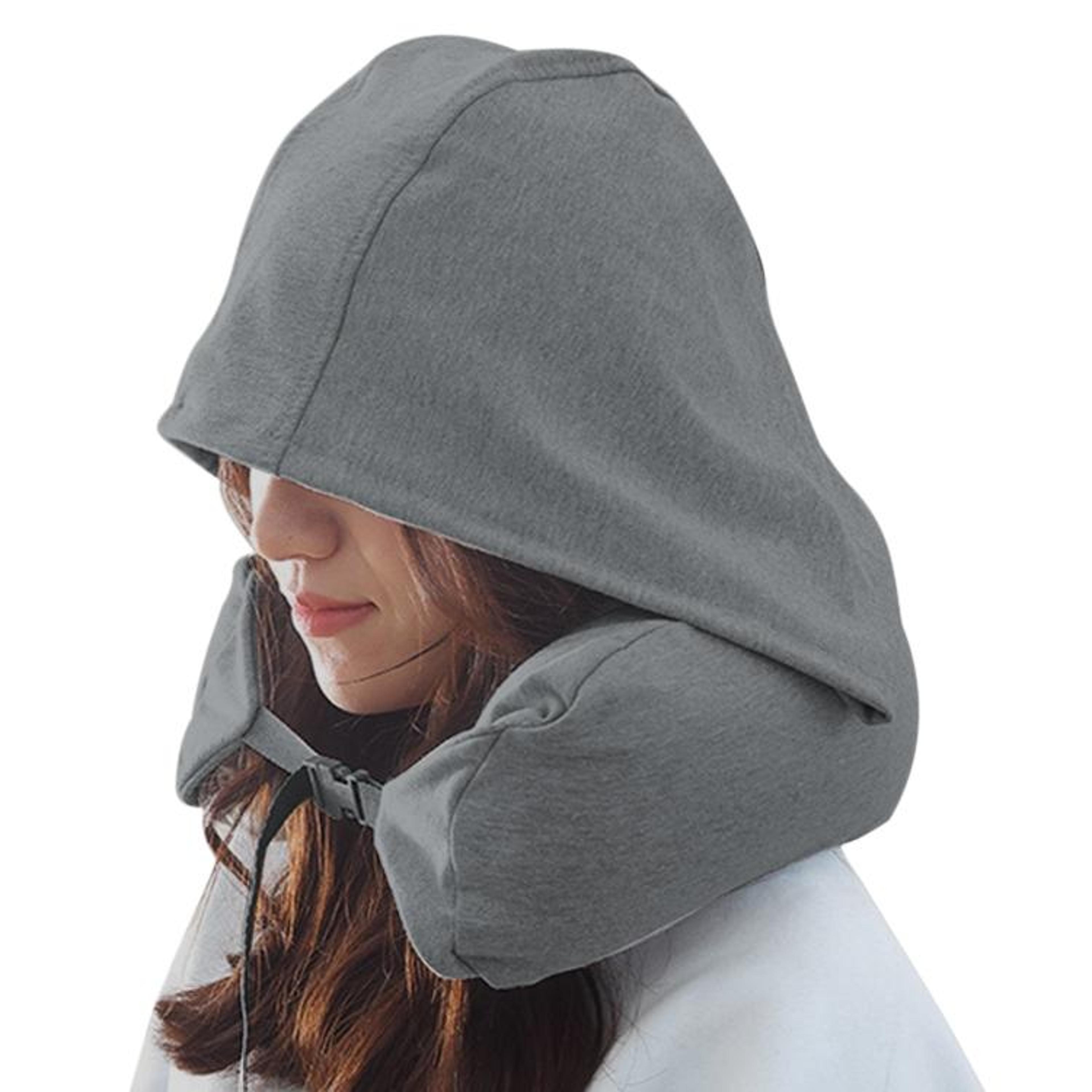hooded travel neck pillow with 360° support soft airplane pillow for comfortable travel sleep