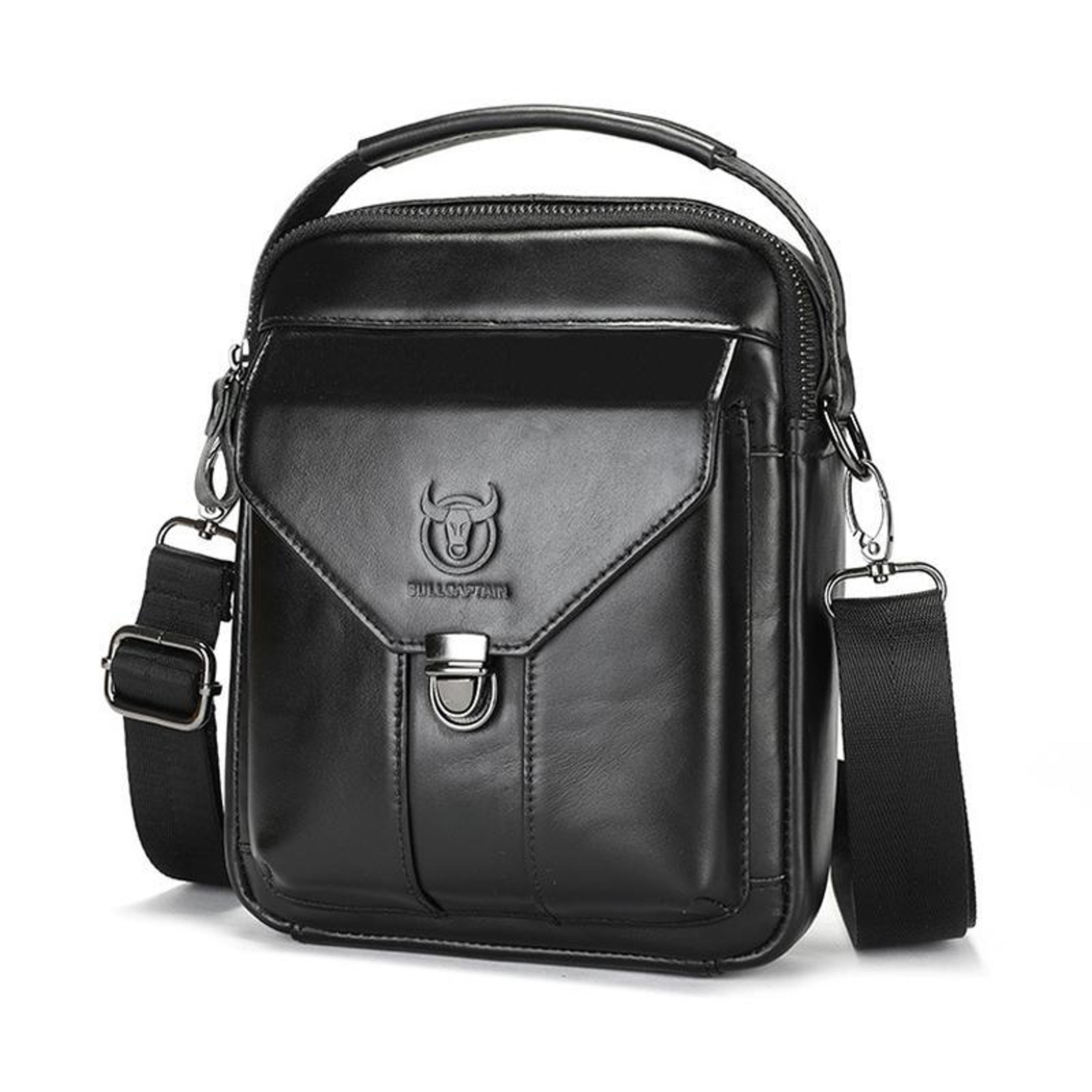 Vintage Genuine Leather Crossbody Bag For Men Compact Travel Shoulder Messenger Bag 9