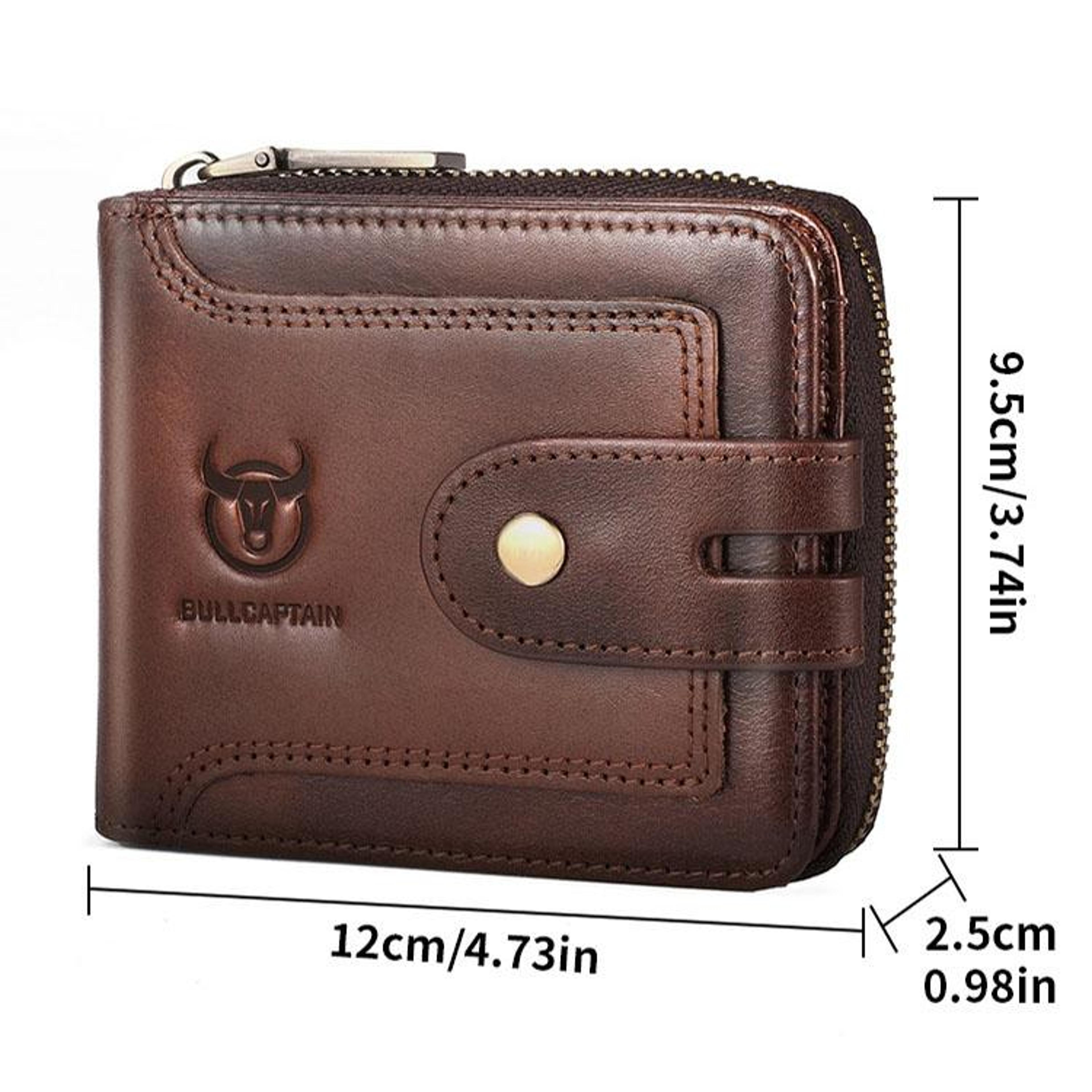Vintage RFID Blocking Leather Wallet For Men With Zipper Card Holder 2