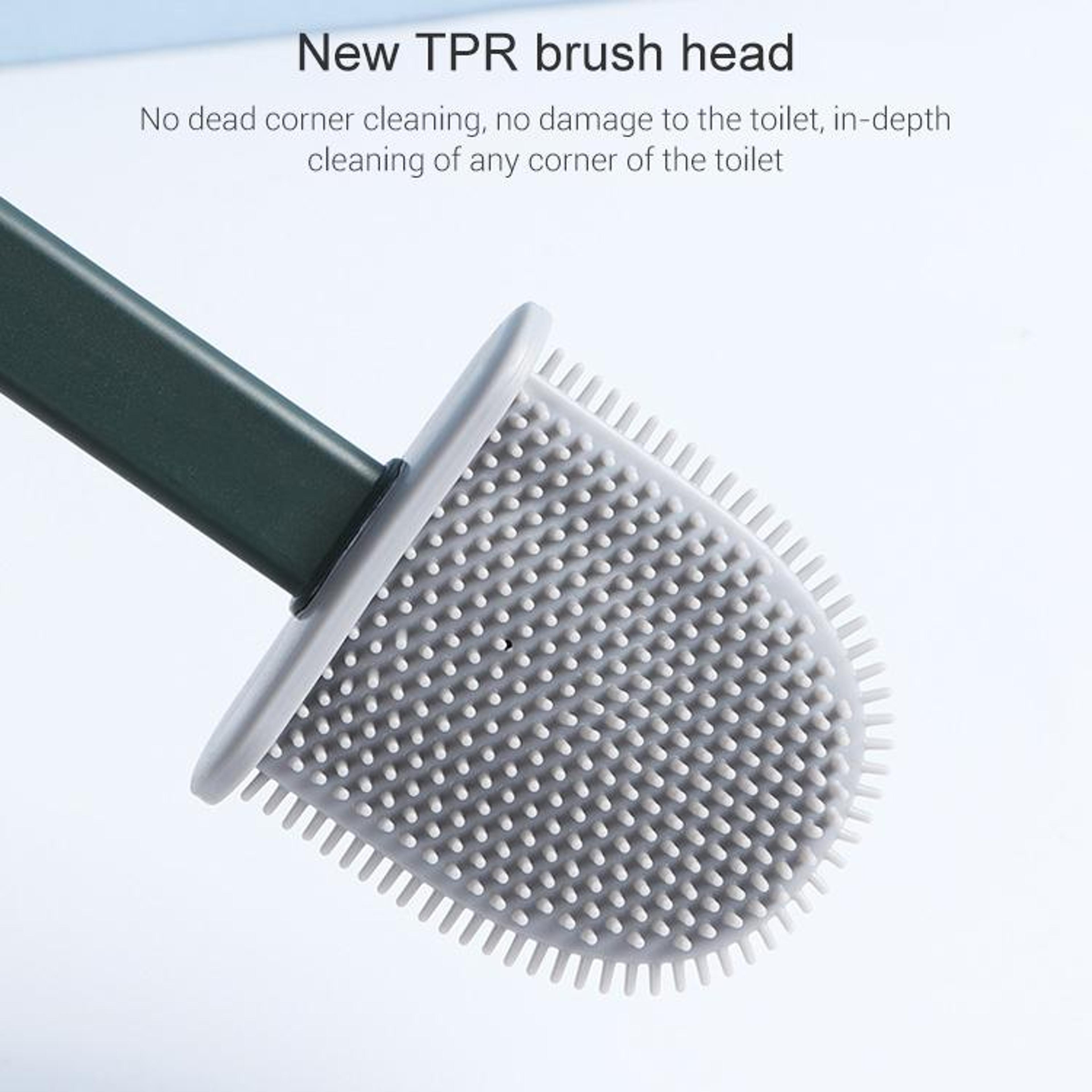 Silicone Toilet Gap Cleaning Brush With Long Handle  Ventilated Holder 1