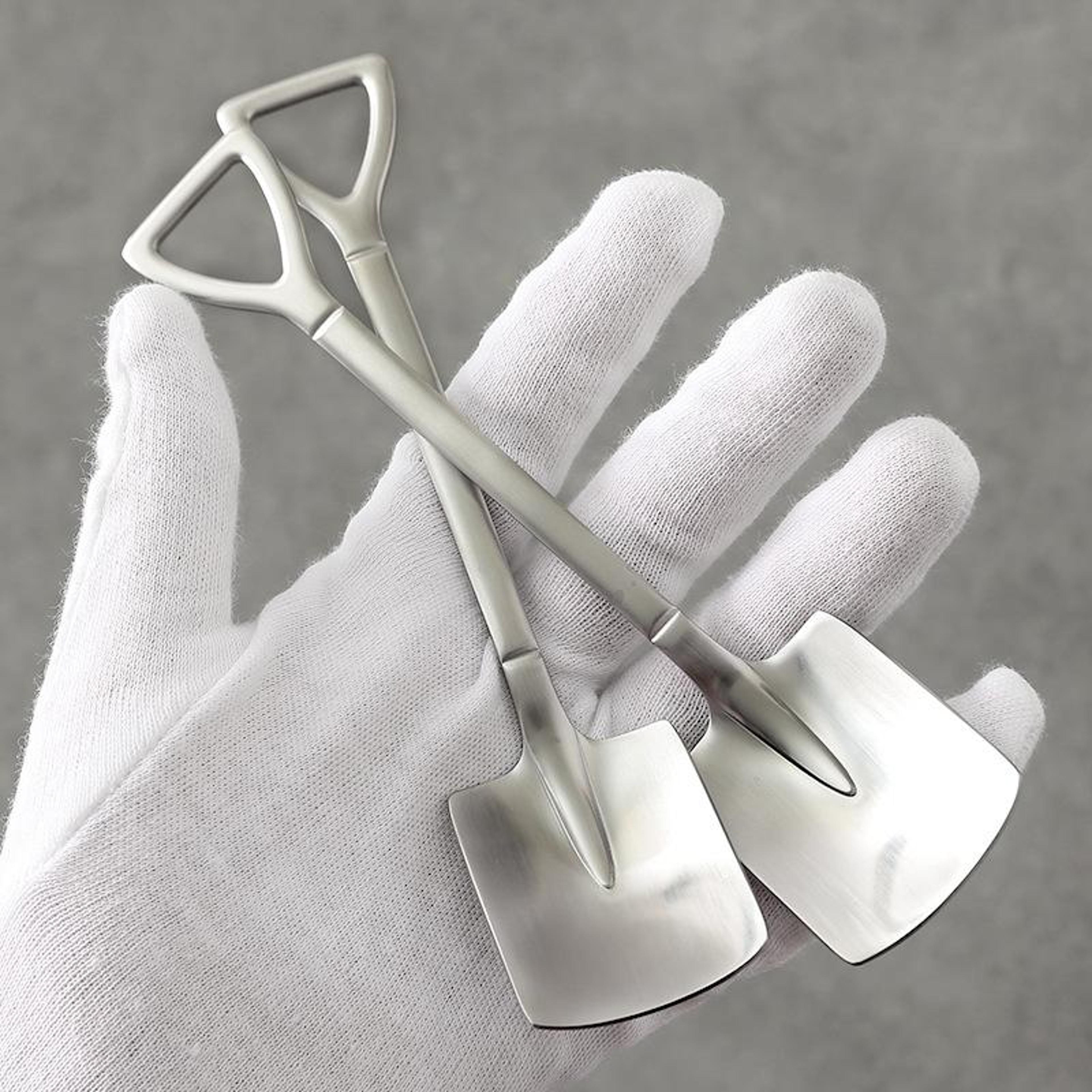 Vintage Shovel Dessert Spoon Set Stainless Steel Spoon For Coffee Ice Cream  Tea 5