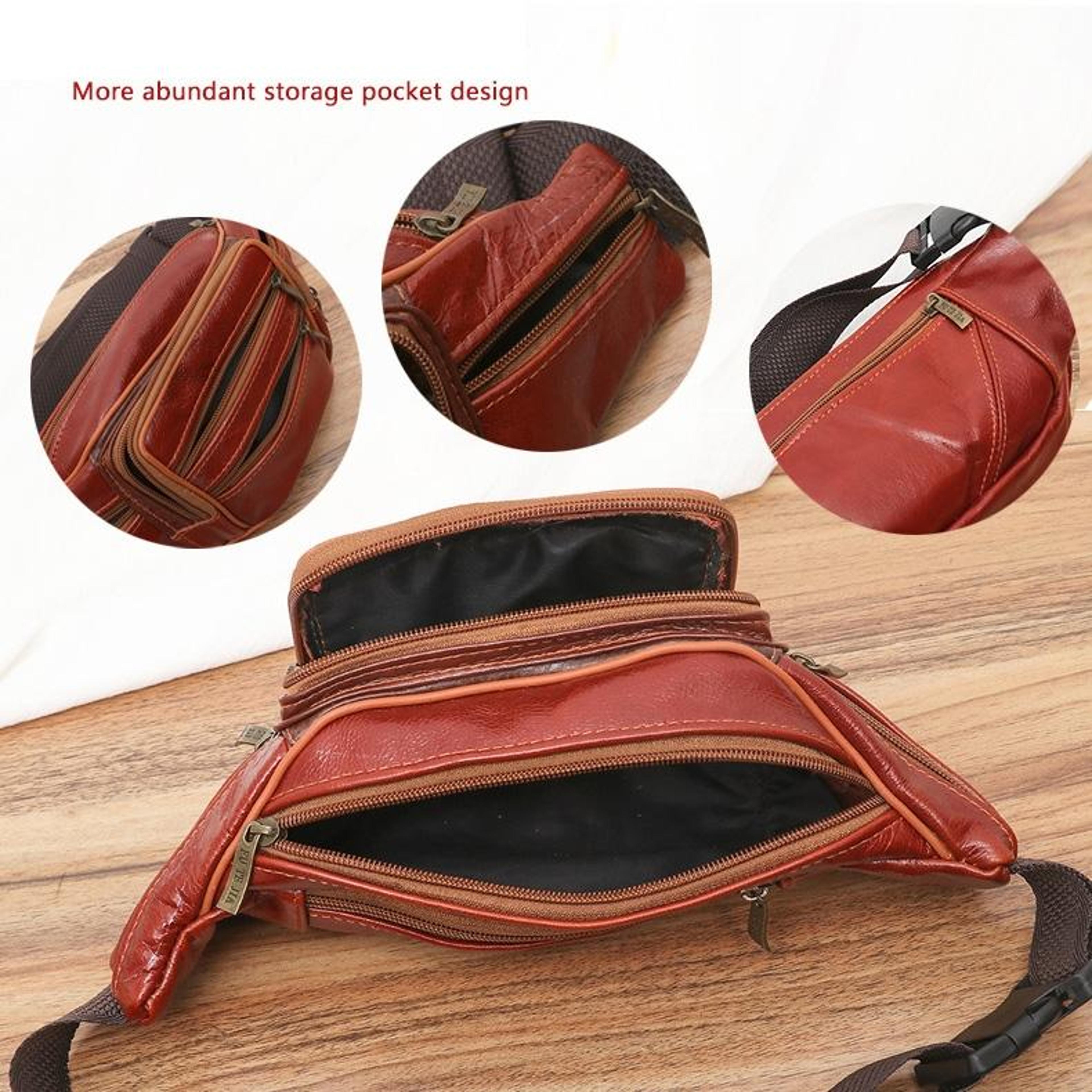 Vintage Genuine Leather Belt Bag For Men Travel Phone Wallet Organizer 1