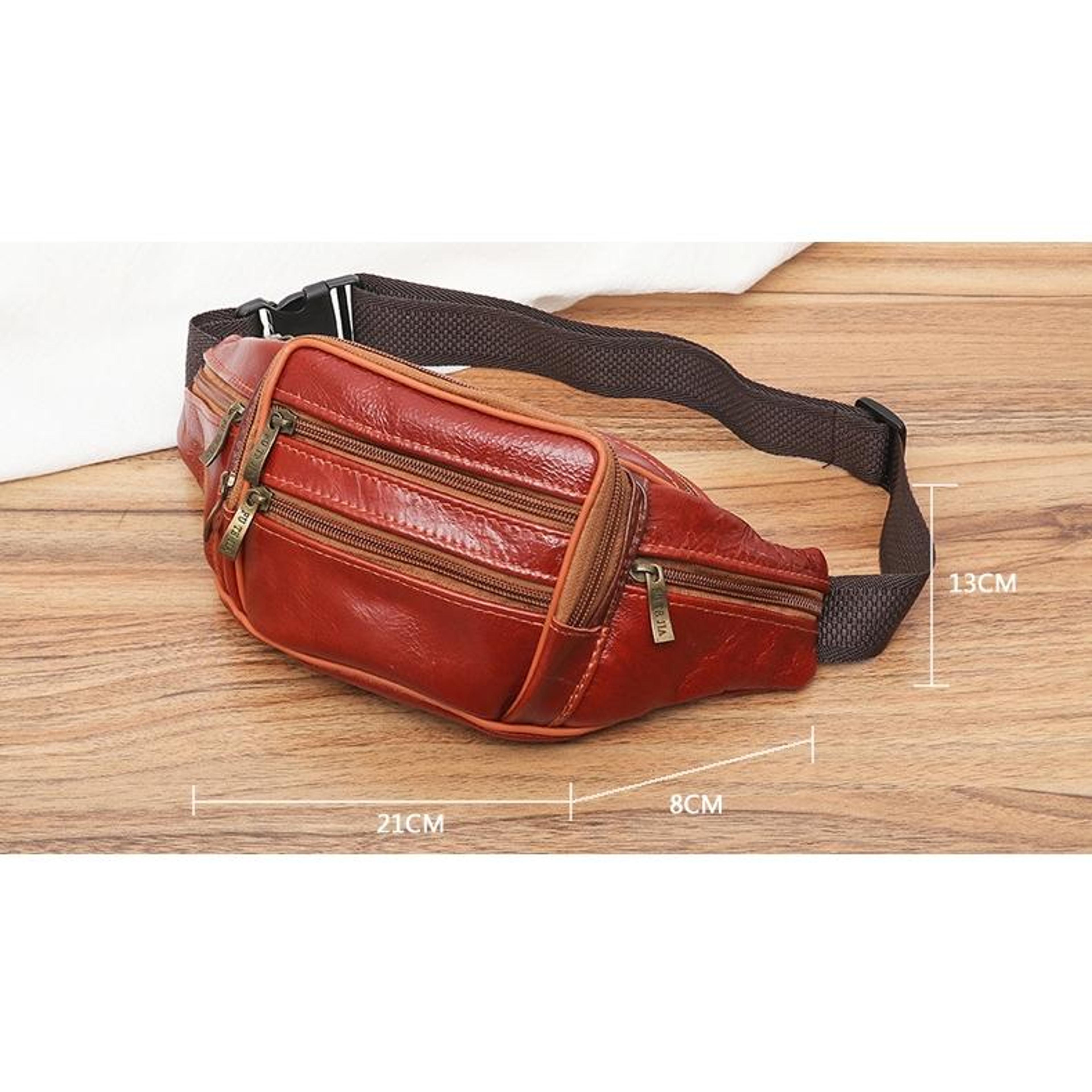 Vintage Genuine Leather Belt Bag For Men Travel Phone Wallet Organizer 3