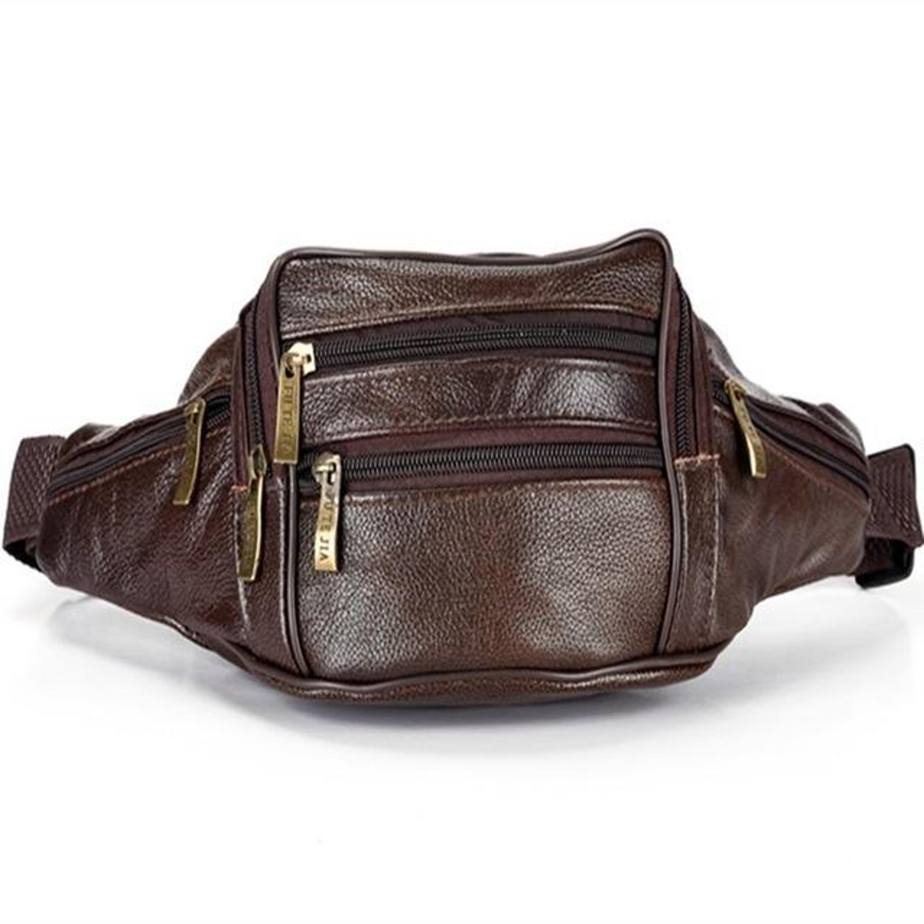 Vintage Genuine Leather Belt Bag For Men Travel Phone Wallet Organizer 5