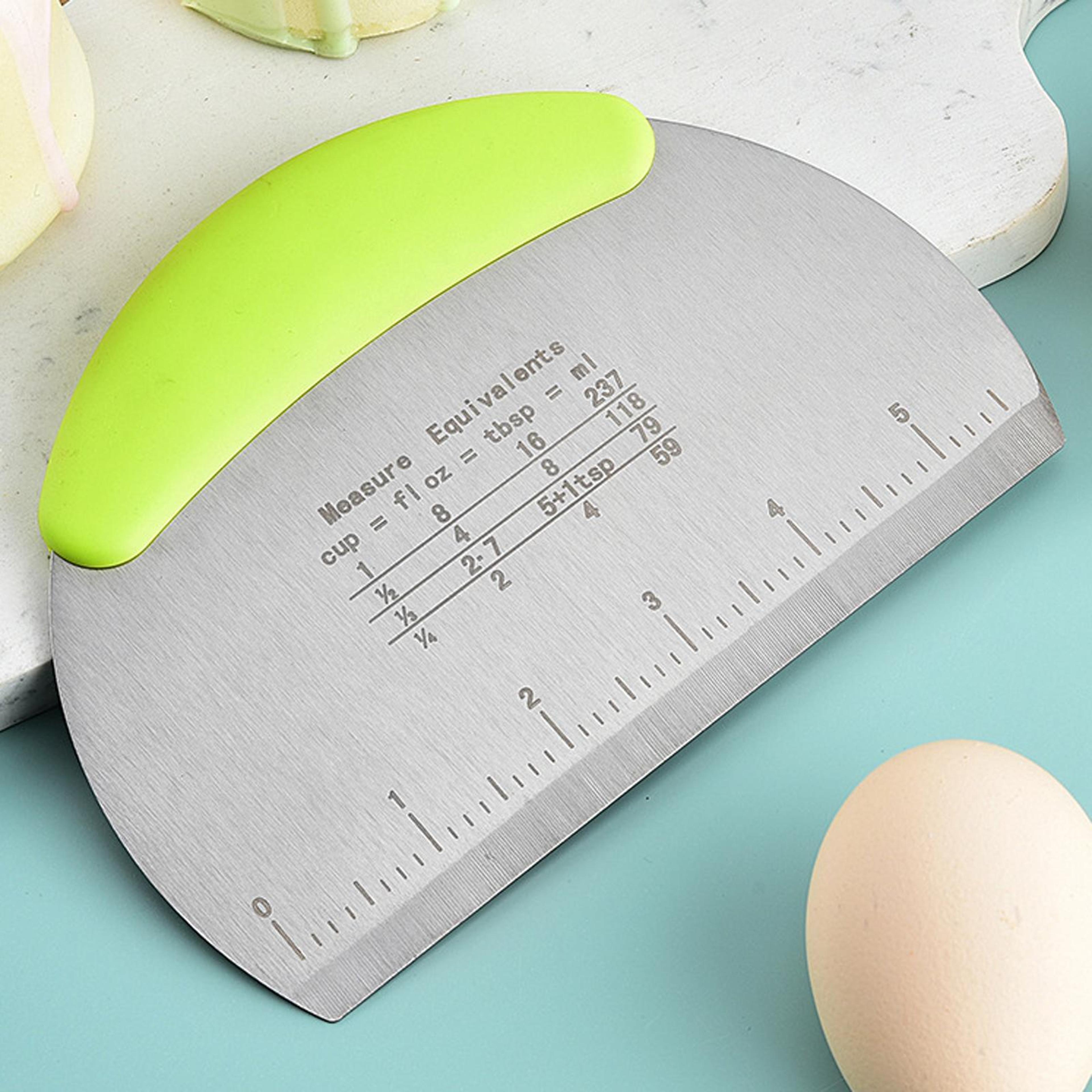 stainless steel dough cutter & bench scraper with measuring scale
