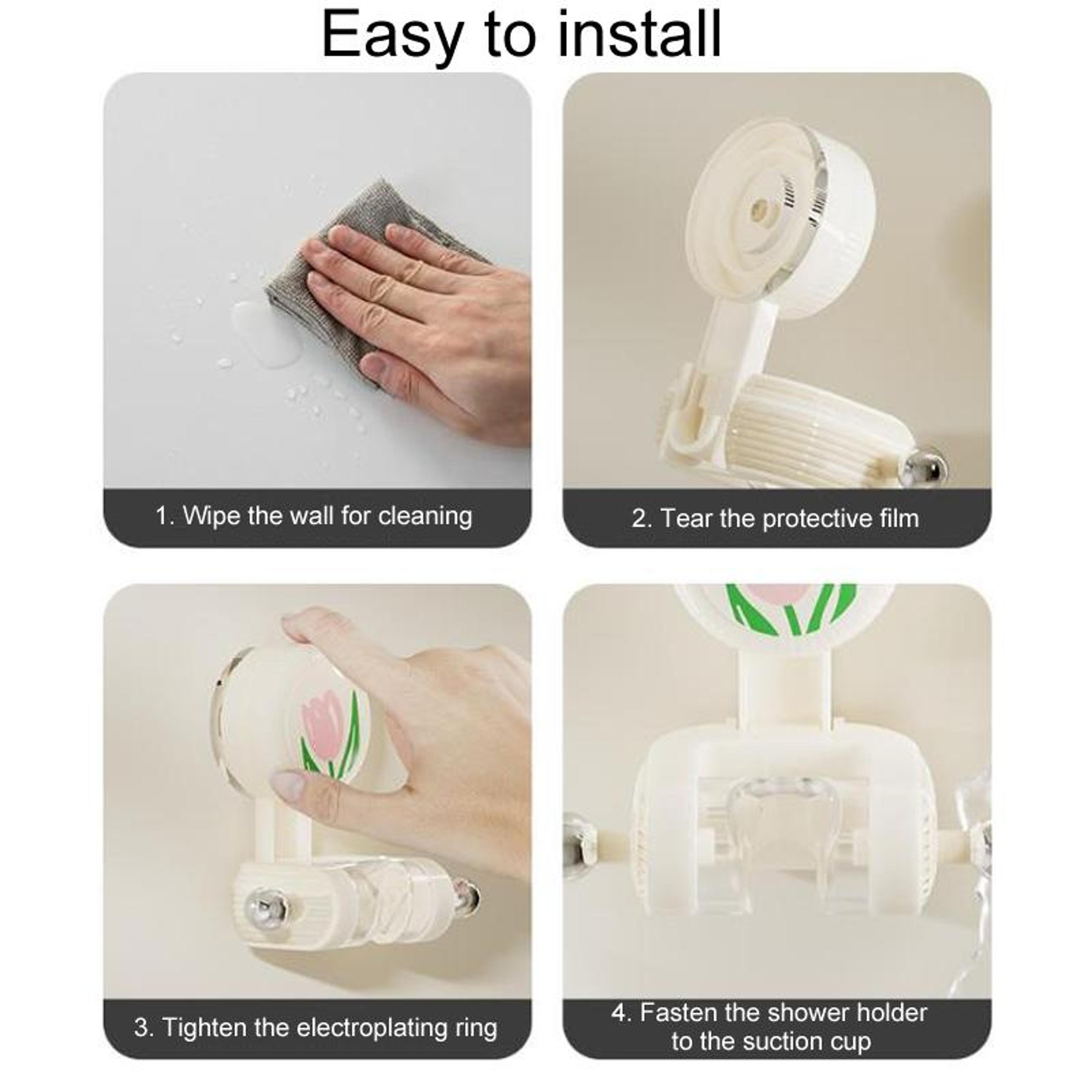 Adjustable Shower Head Holder With Strong Suction Cup  NoDrill Wall Mount 7