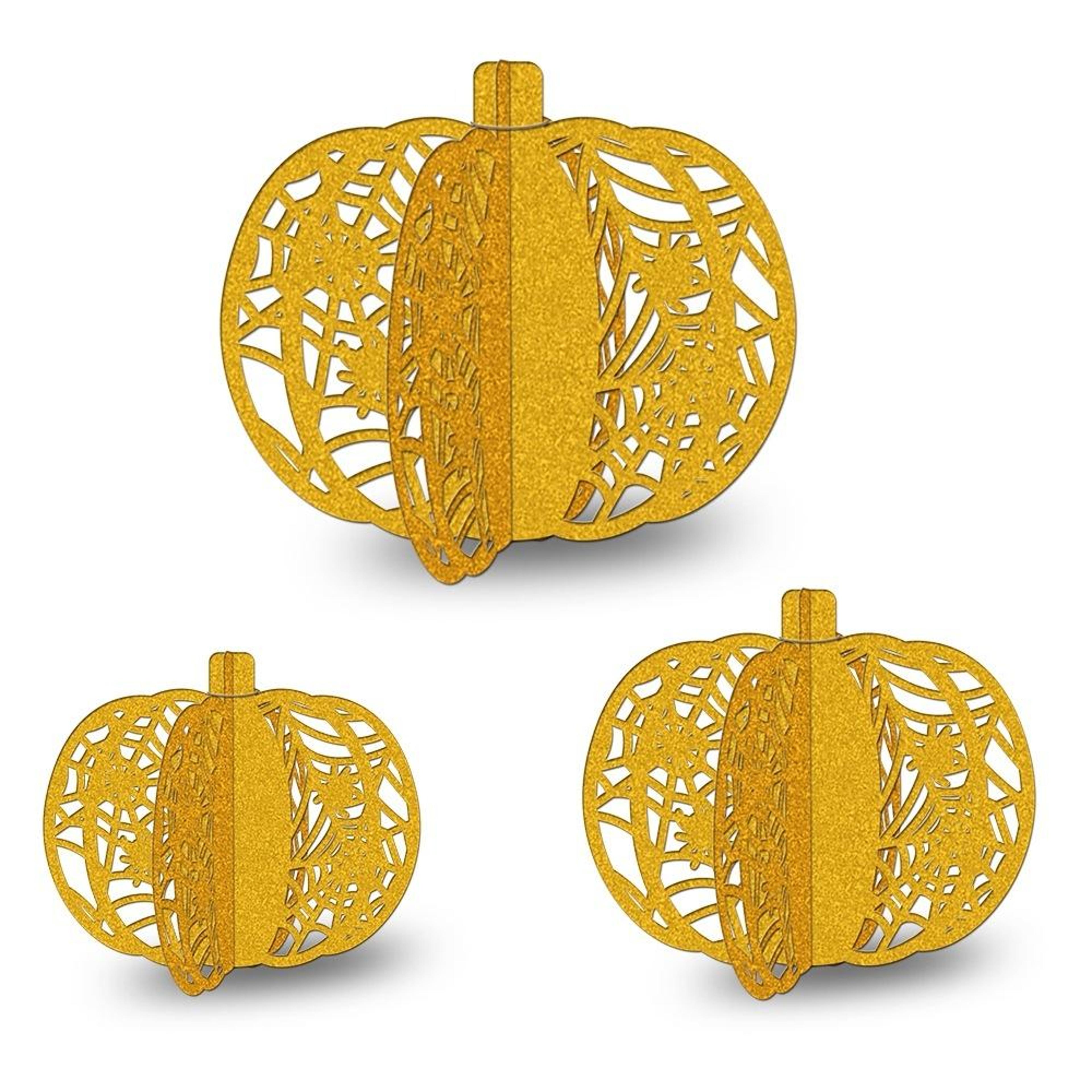 3Piece Glitter Pumpkin Tabletop Decor Set For Halloween Party  Fall Home Decoration 5