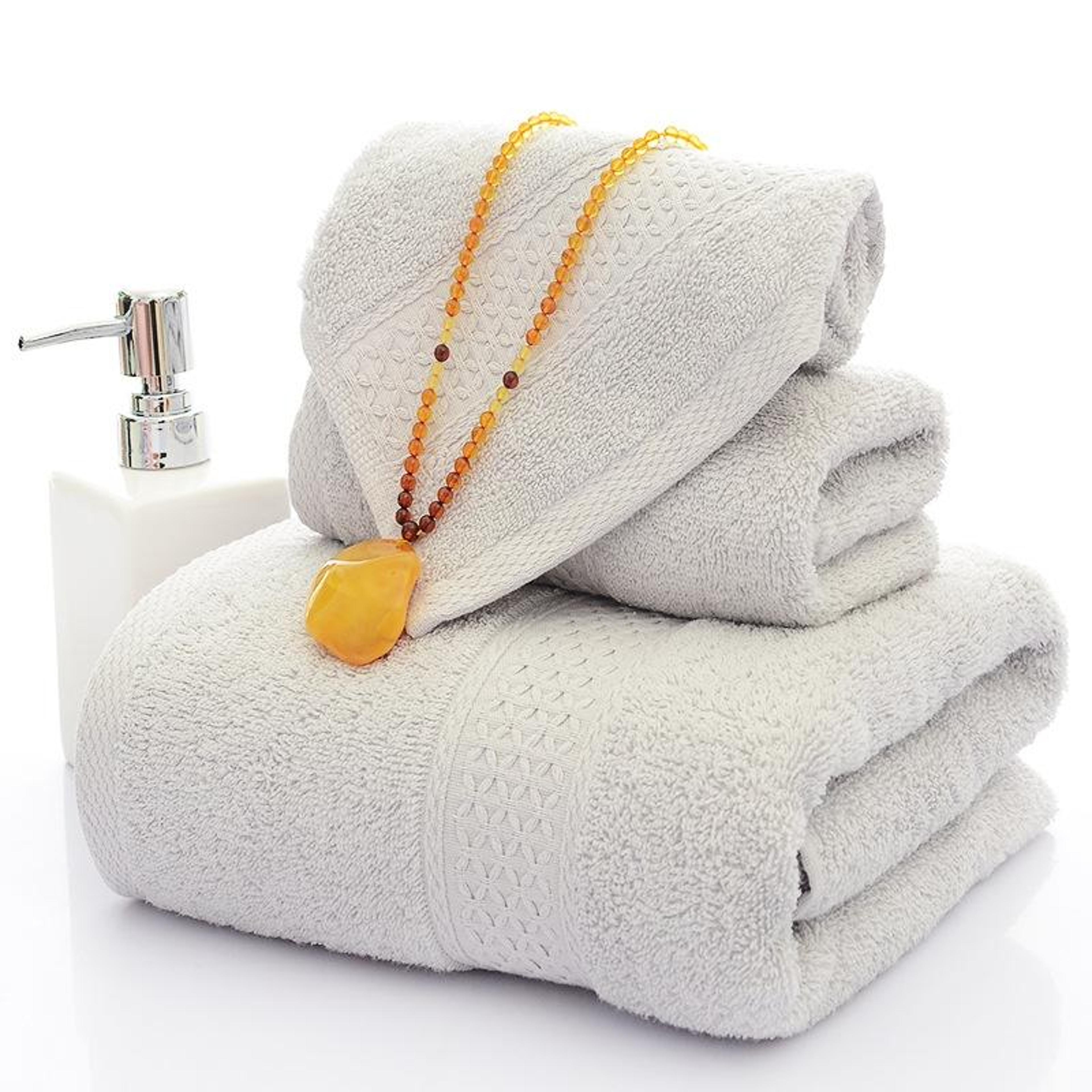 luxury 3 piece cotton towel set, bath, hand & face towels for home & hotel