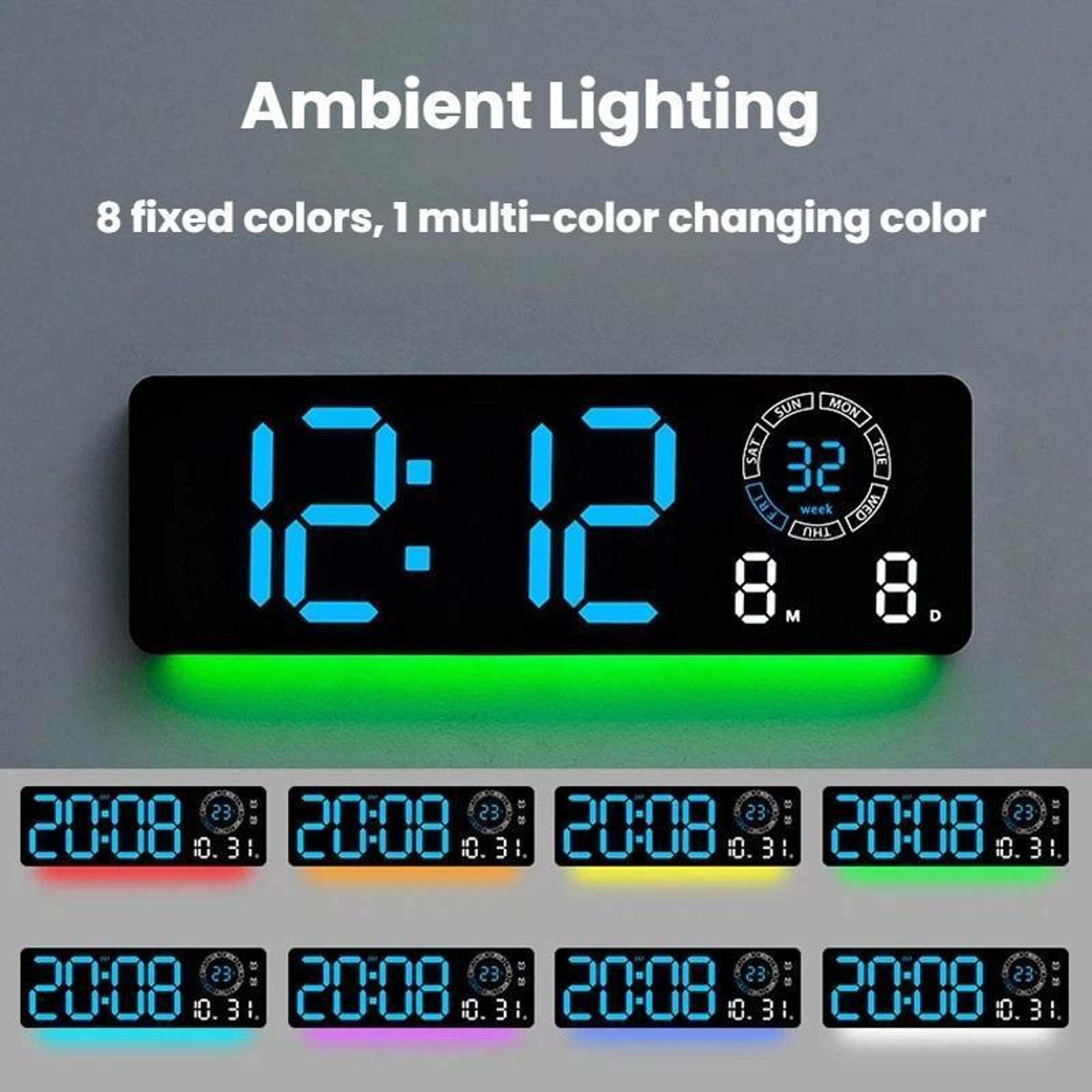 Modern LED Digital Wall Clock With Date Temperature  Countdown 6