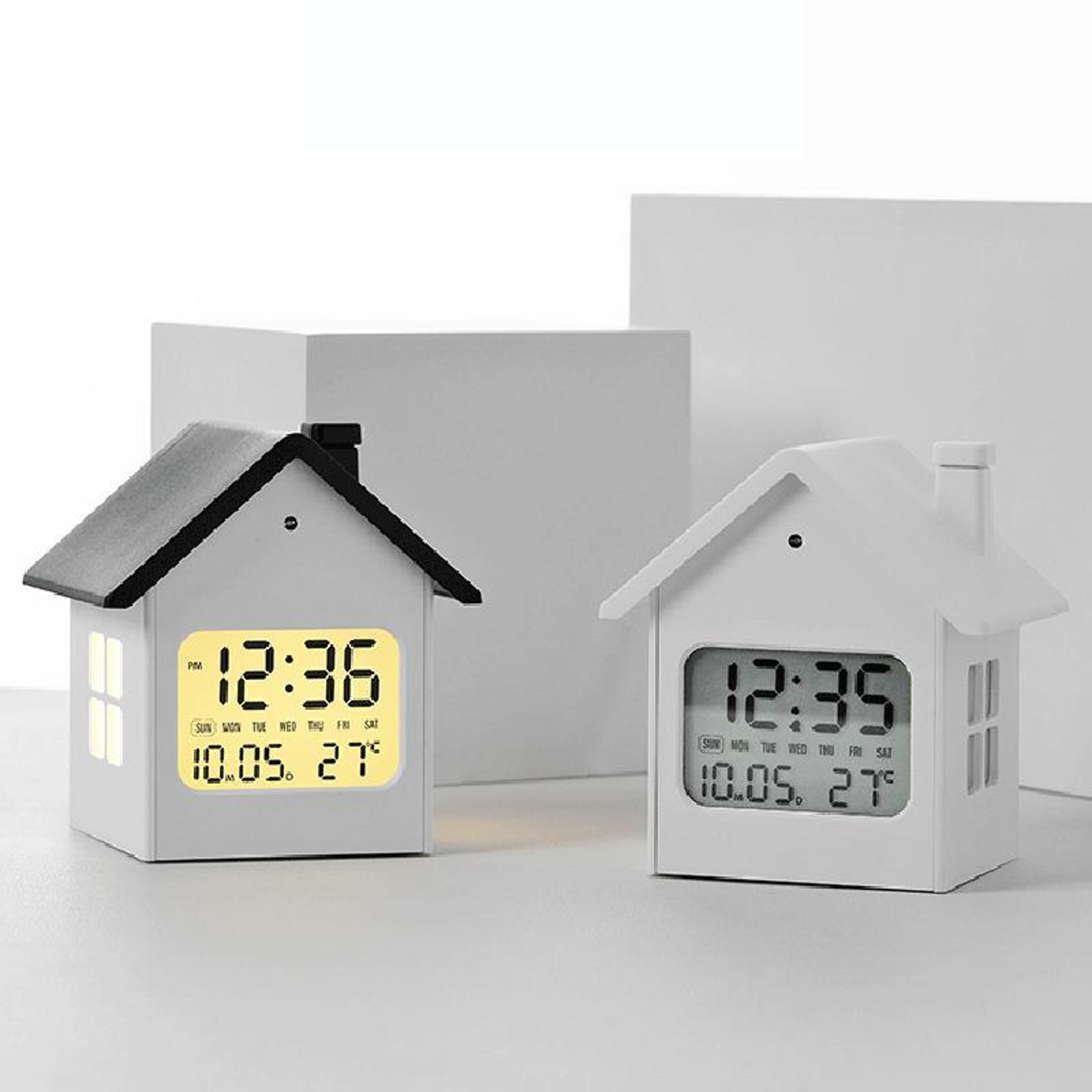 house shaped kids lcd digital alarm clock with night light & snooze