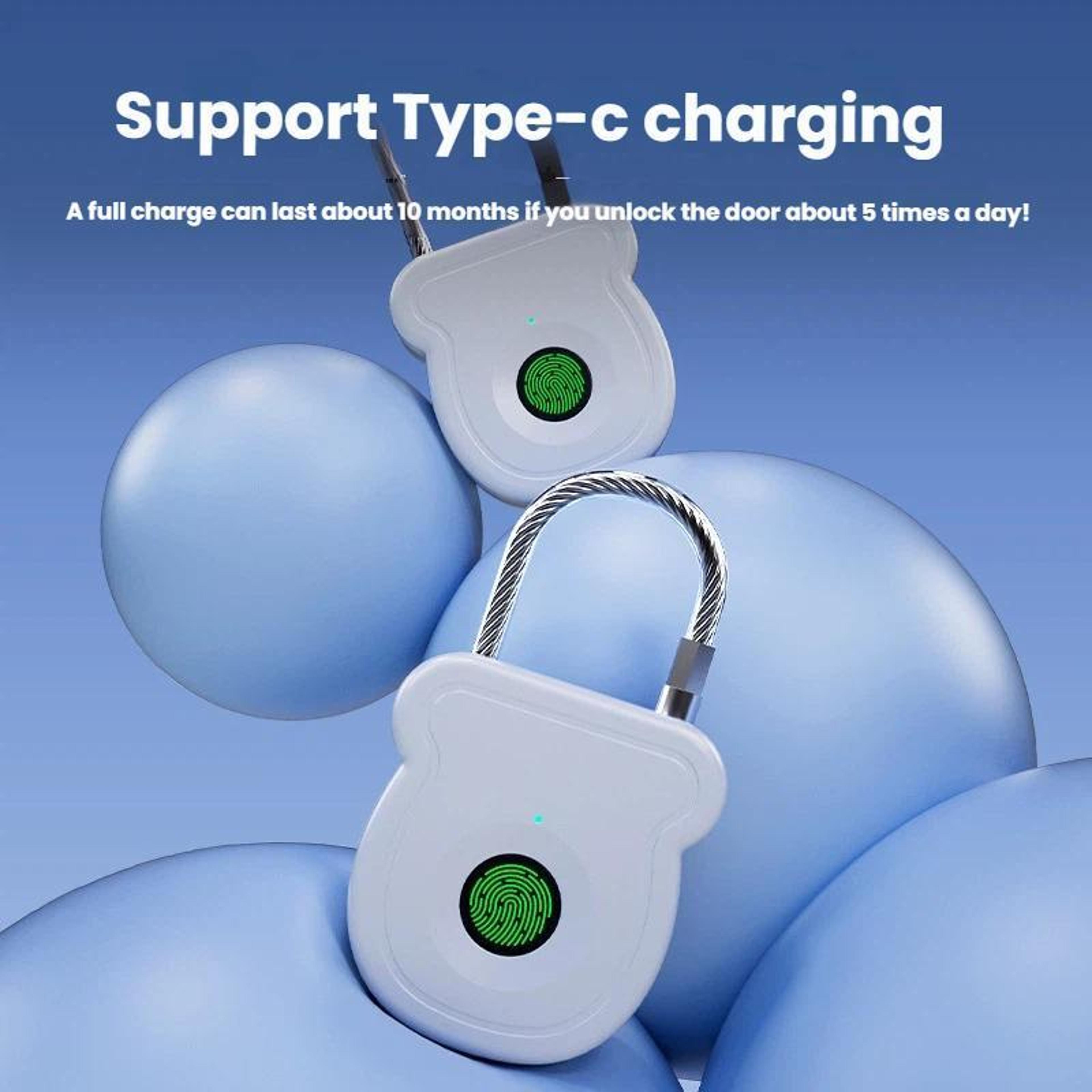 Fingerprint Smart Padlock With USB C Charging For Luggage Gym Lockers And Travel Security 3