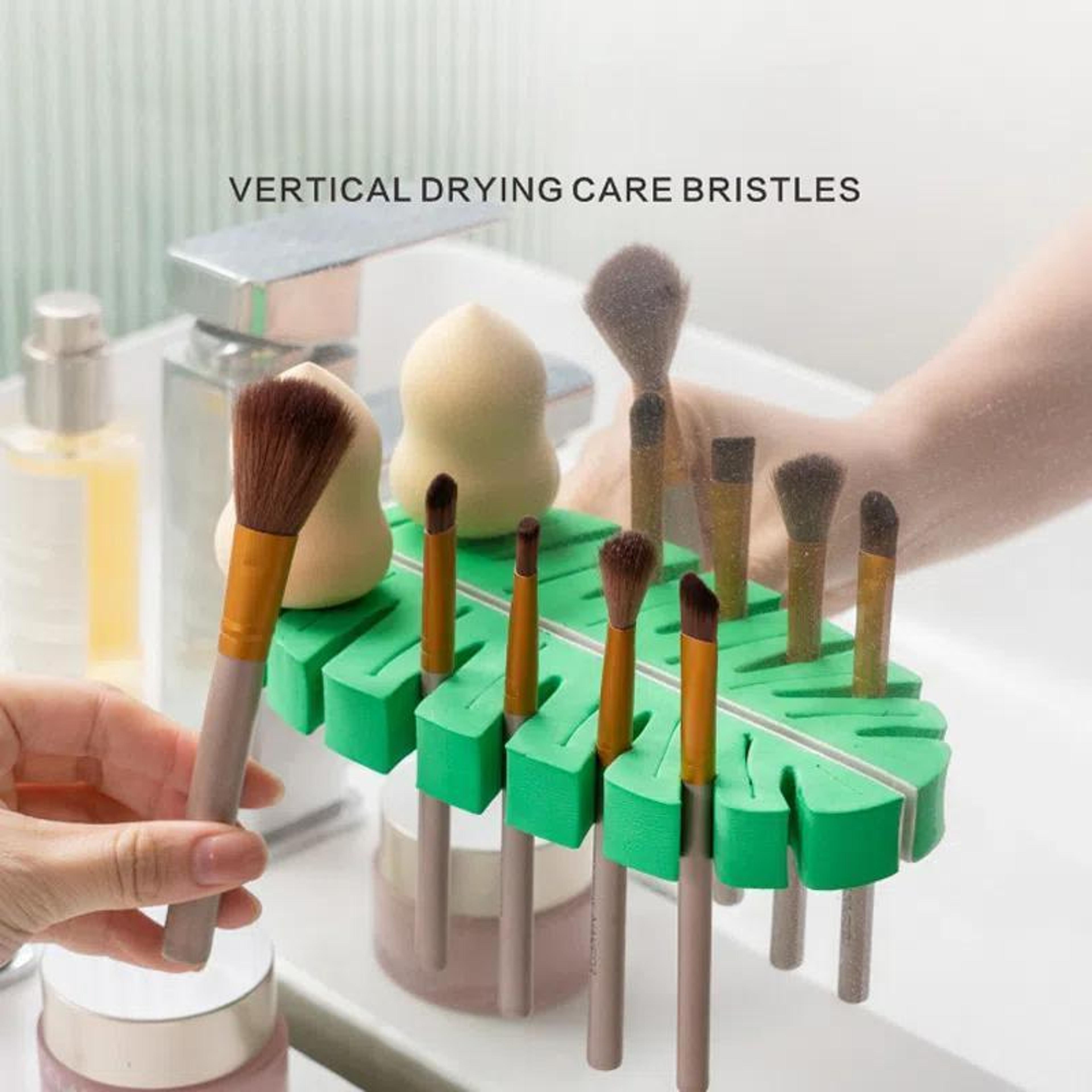 Wall Mounted Makeup Brush Drying Rack And Toothbrush Organizer 7