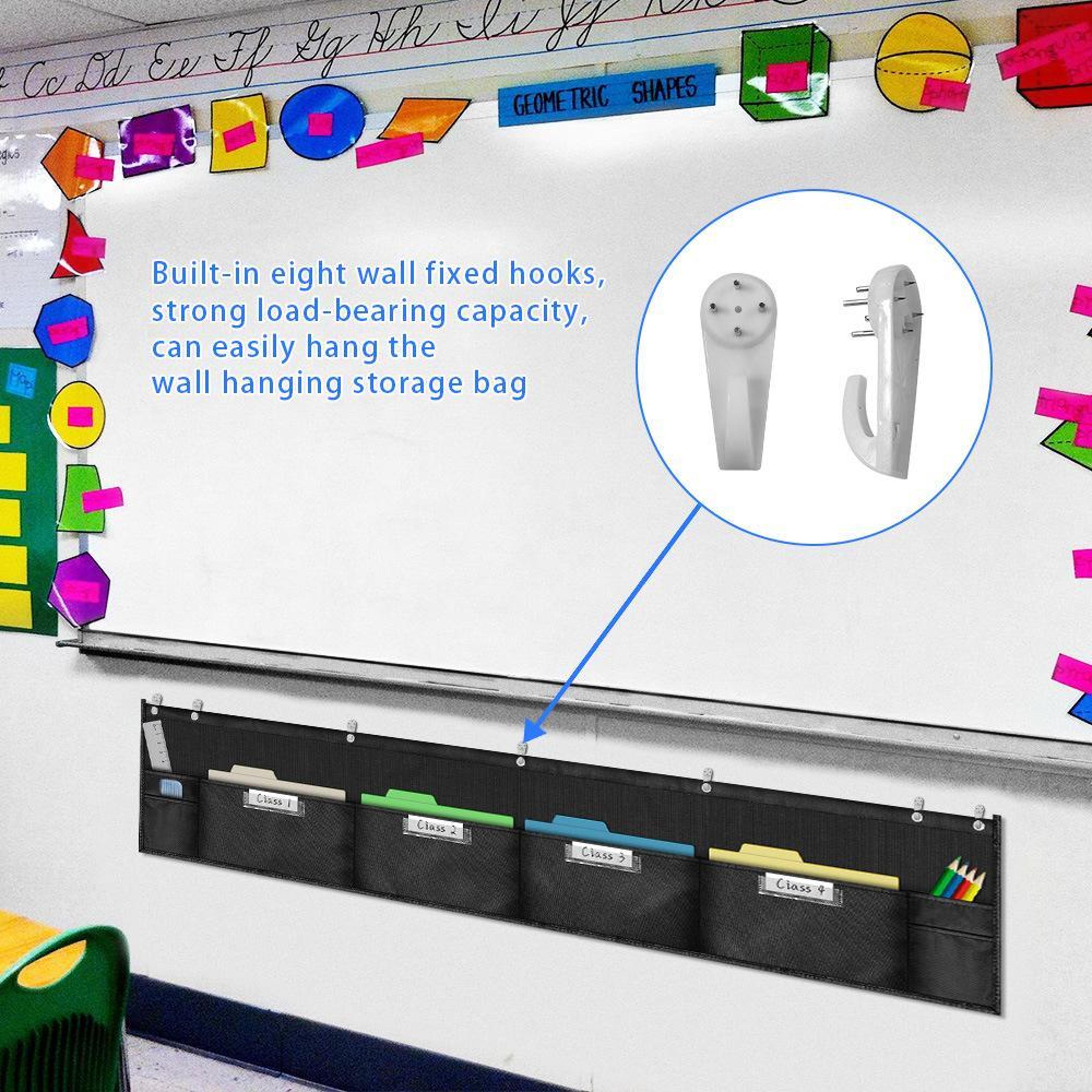 Classroom Wall Hanging File Organizer With 4 Pockets And Stationery Storage 2