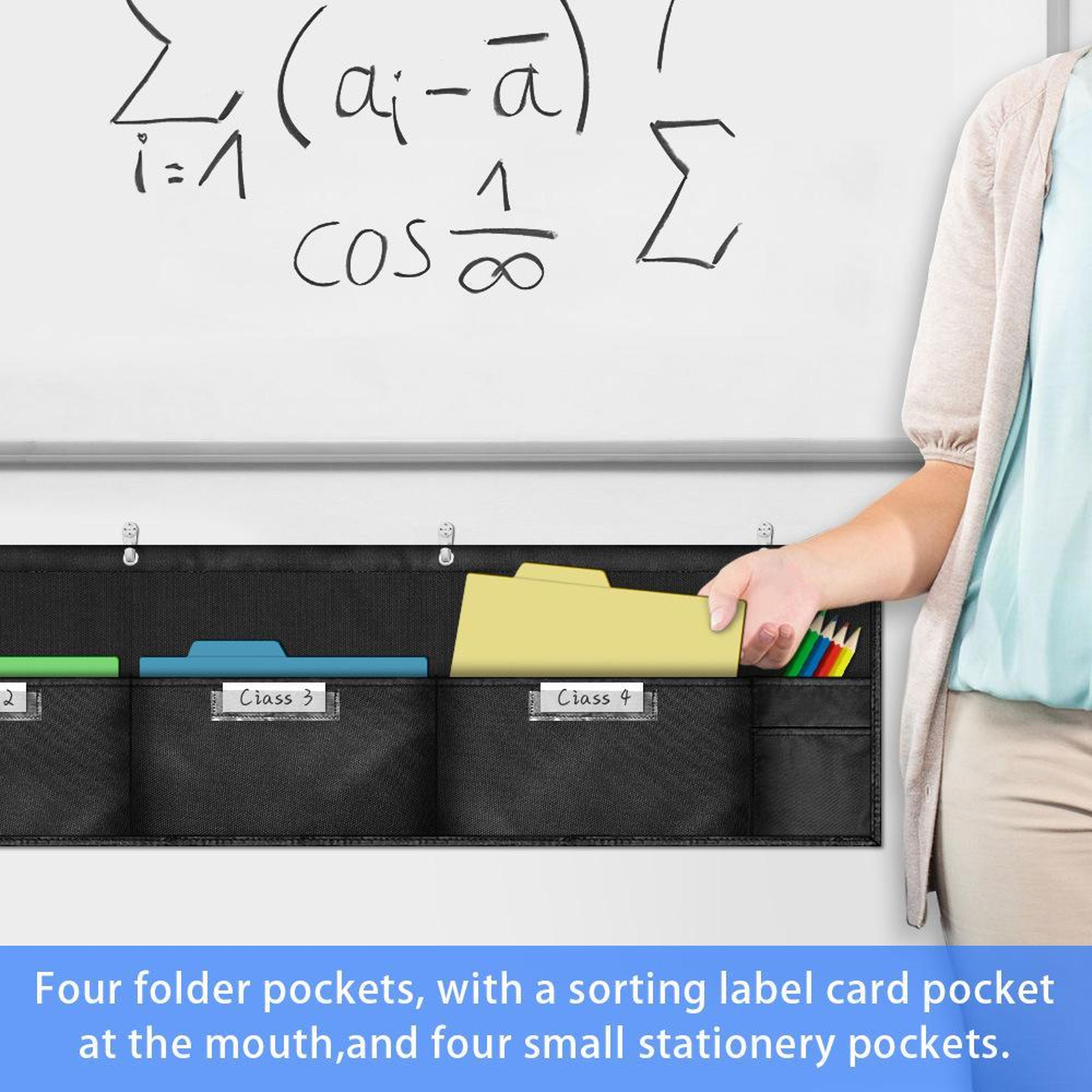 Classroom Wall Hanging File Organizer With 4 Pockets And Stationery Storage 3