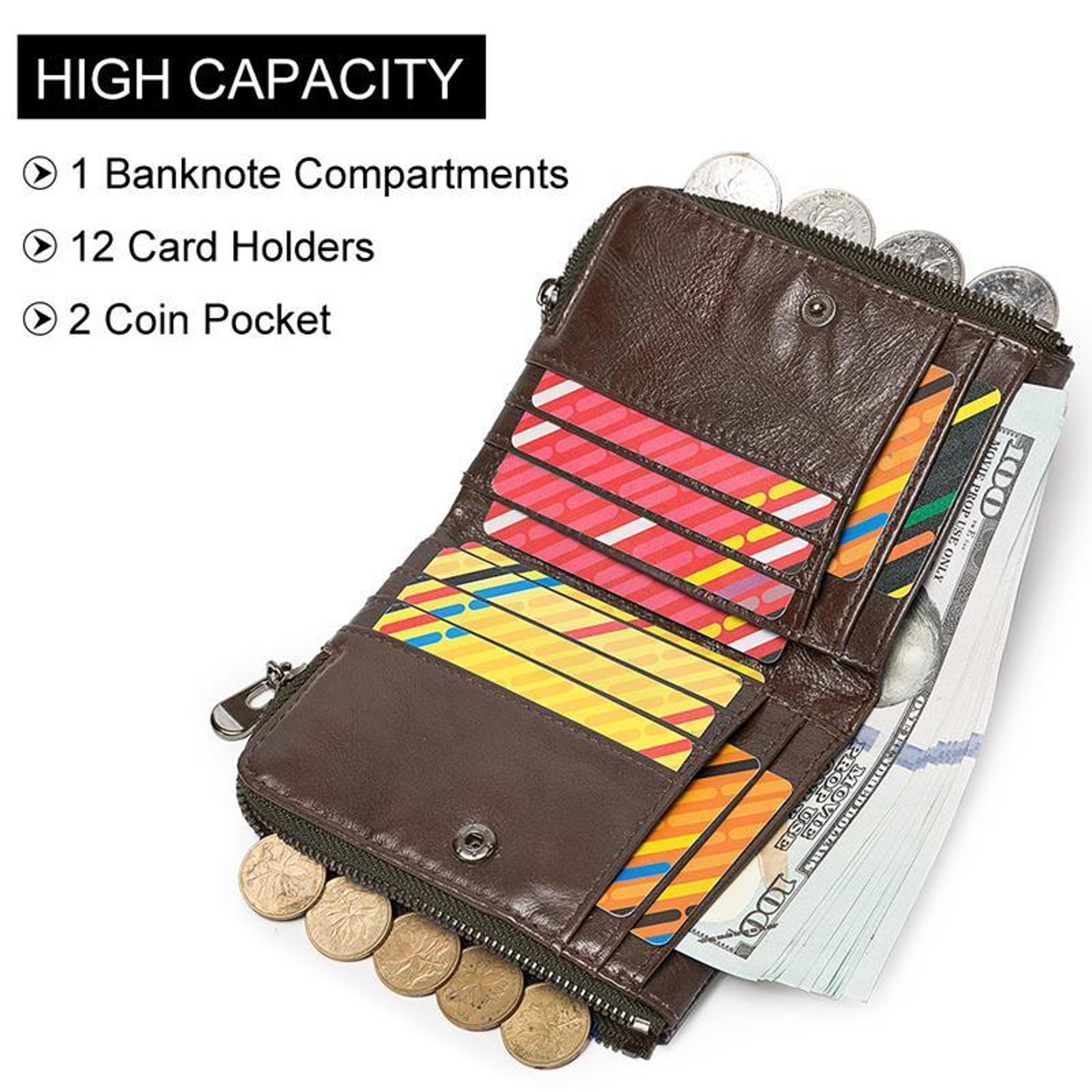 RFID Blocking Leather Double Zipper Wallet For Men With Large Capacity Card Organizer 3