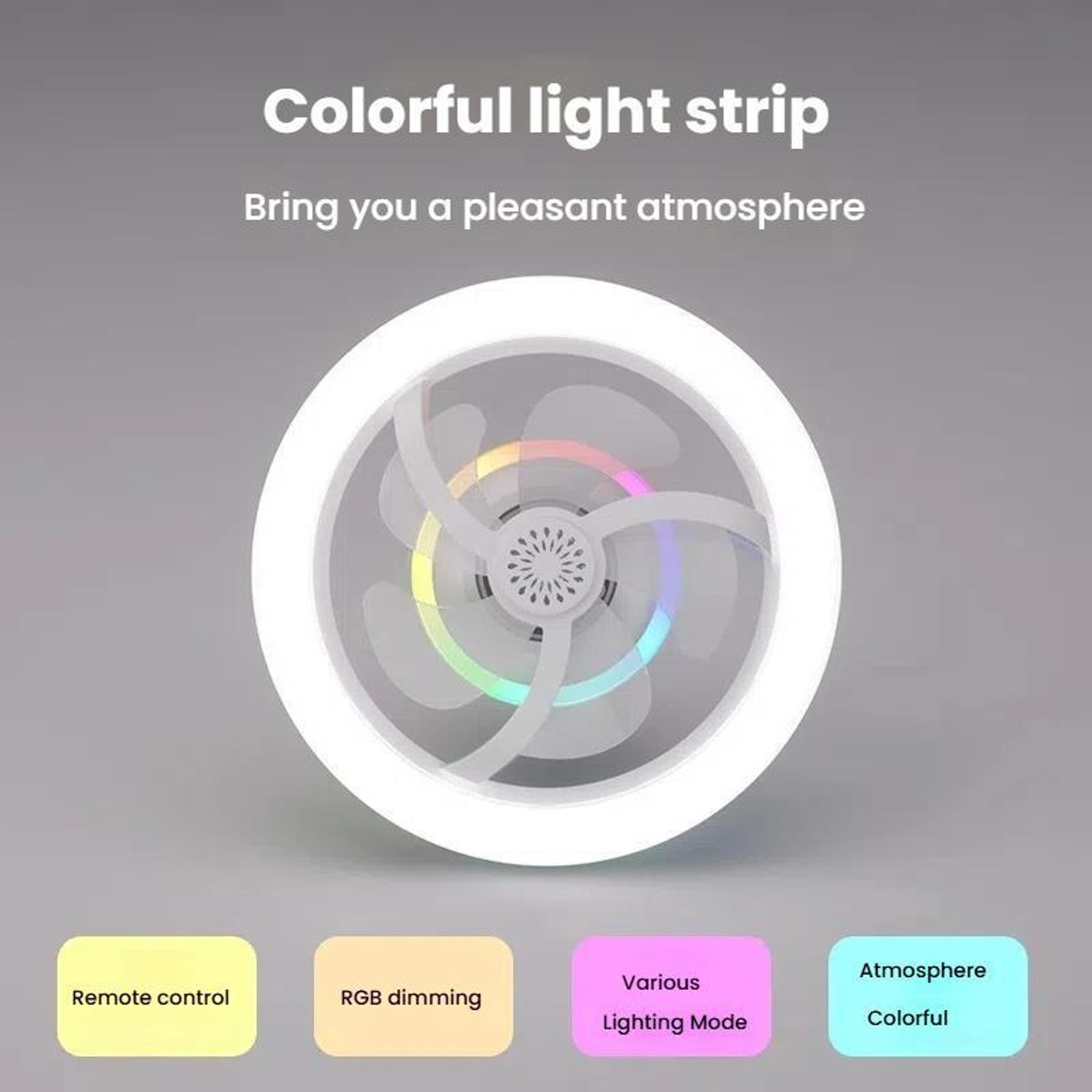 RGB Ceiling Fan Light With Remote Control E27 Socket 360 Airflow  Dimmable LED 3