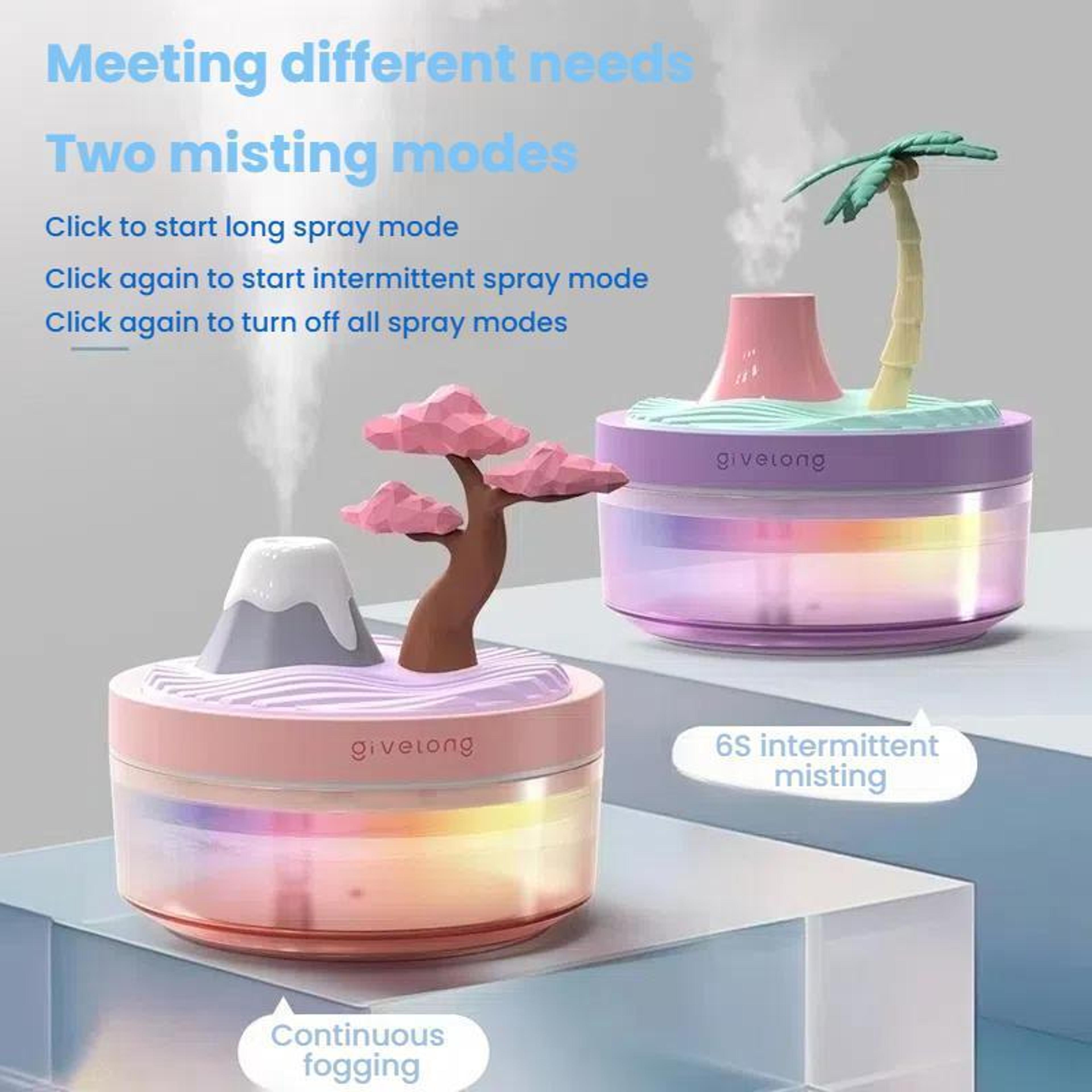 Portable Plant Pot Humidifier  USB Aroma Diffuser With Color Night Light 5
