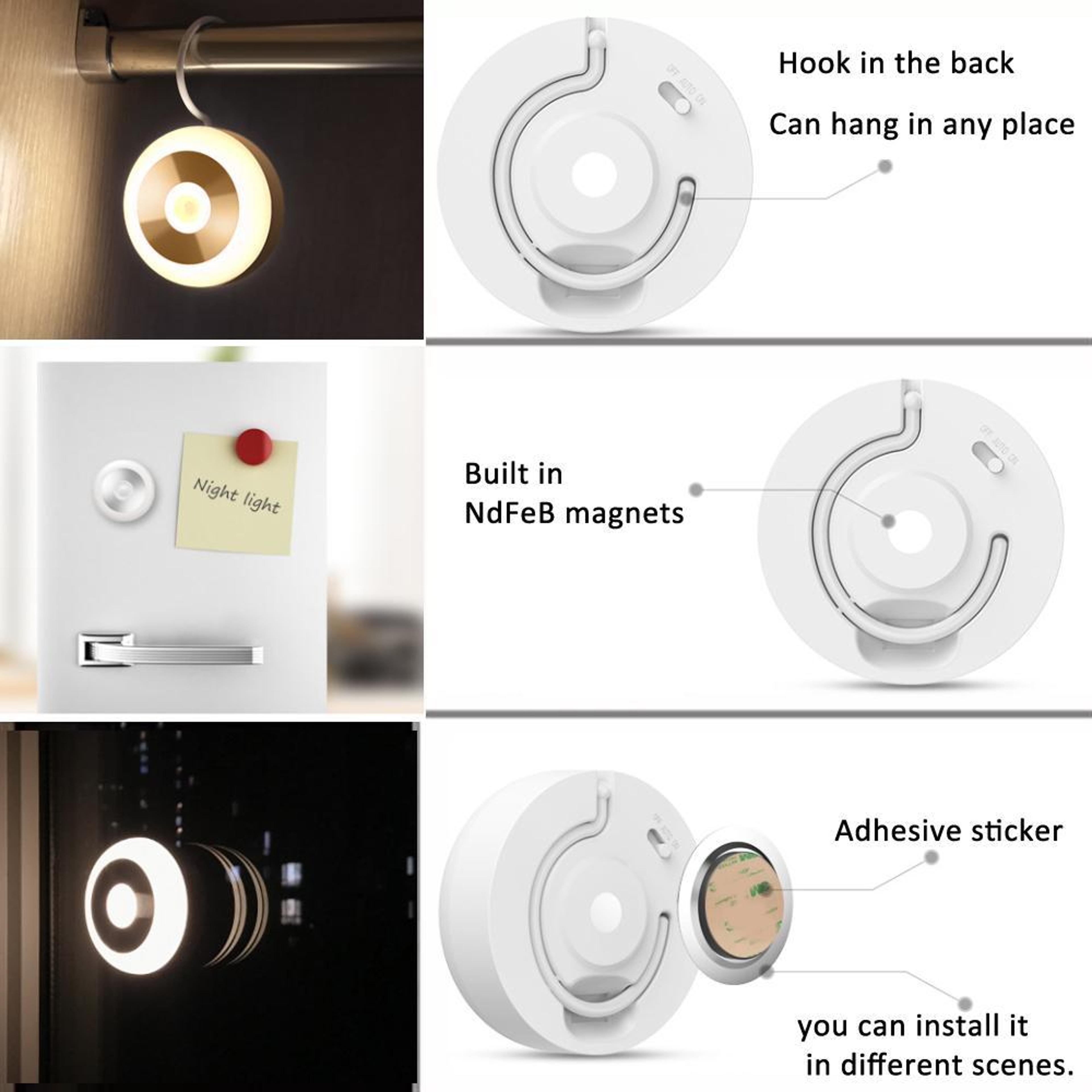 Wireless LED Motion Sensor Light With Magnetic Mount  Hidden Hook Warm Light 2