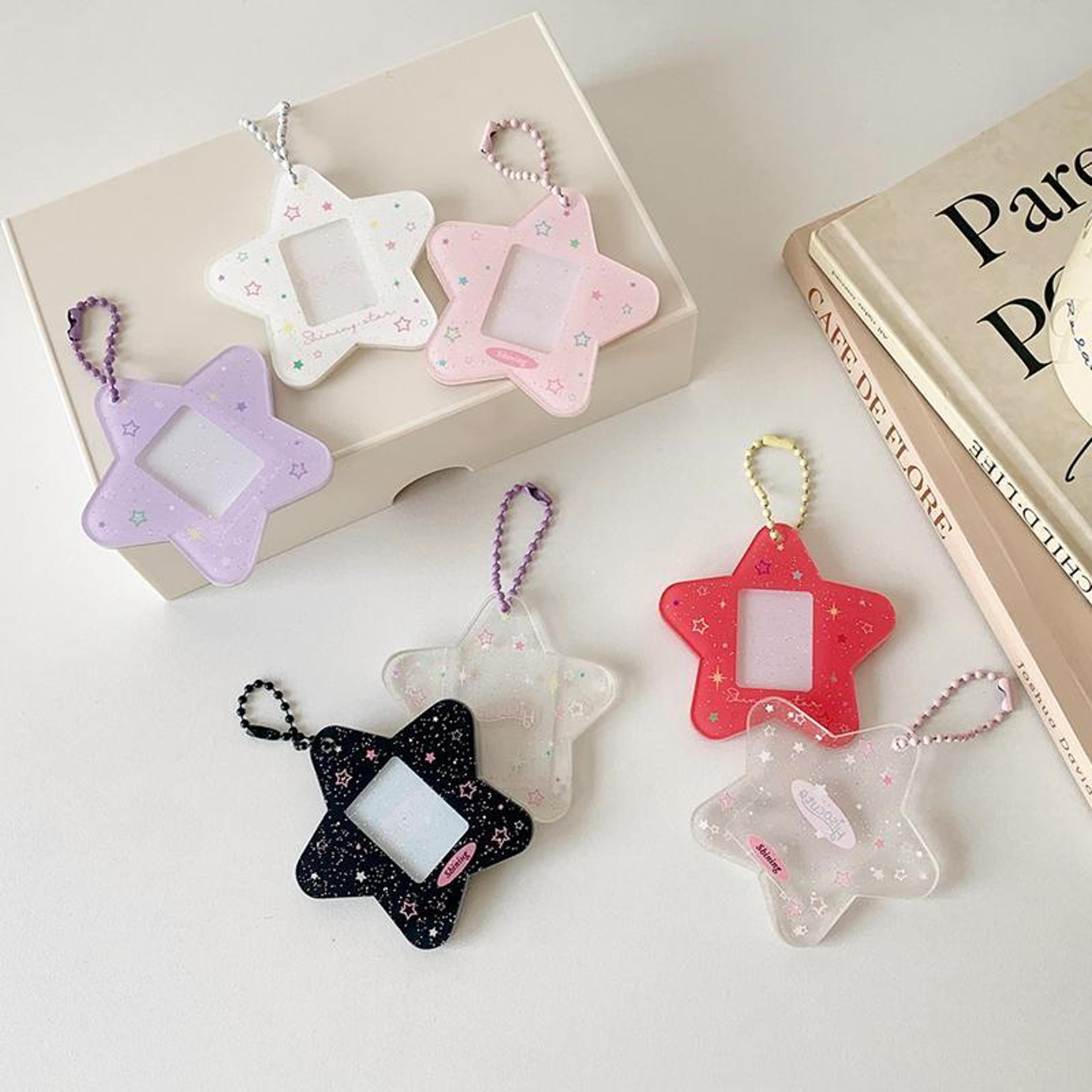 Hisocute Star Photo Frame Keychain Pendant Cute Acrylic Photo Card Holder Charm 1
