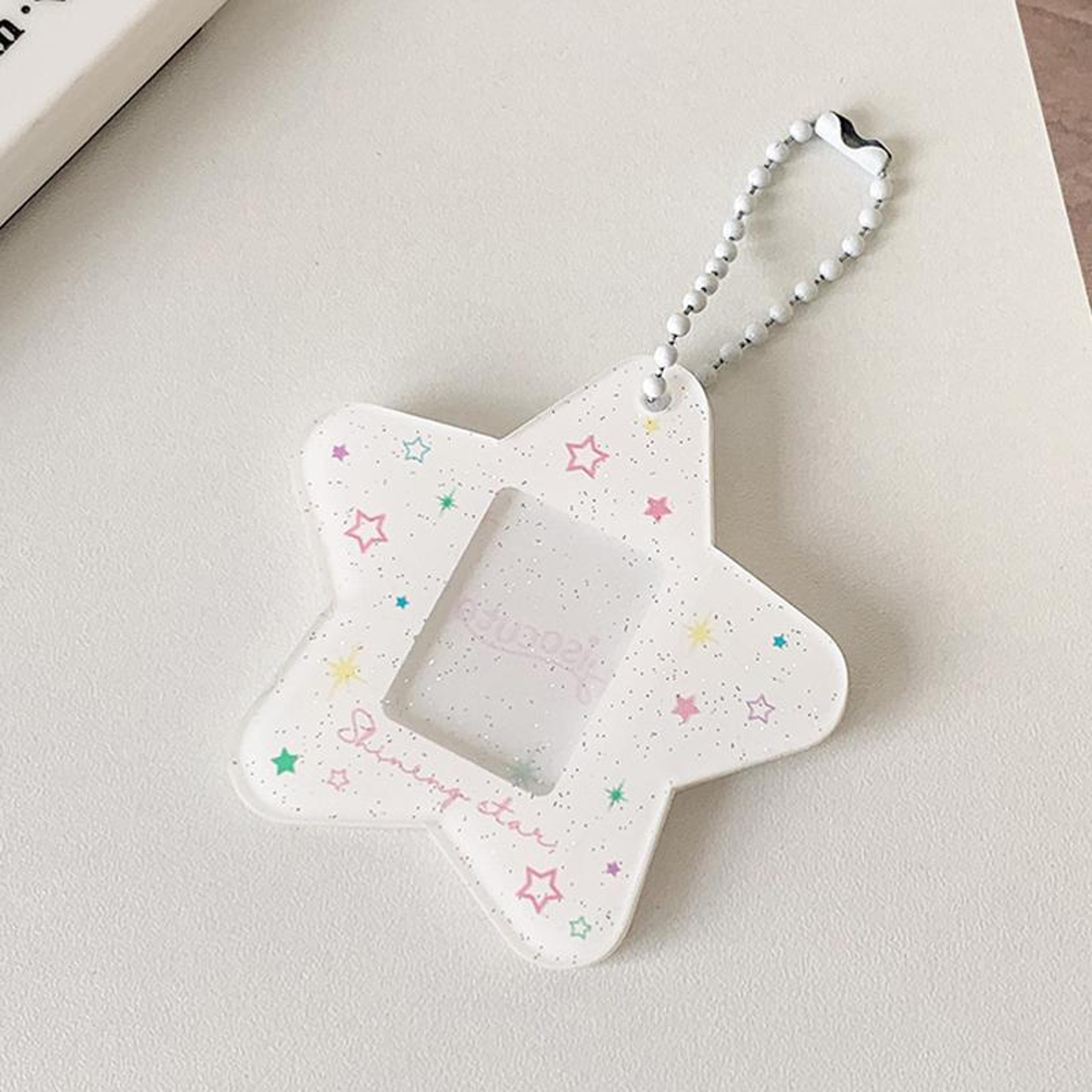 Hisocute Star Photo Frame Keychain Pendant Cute Acrylic Photo Card Holder Charm 8