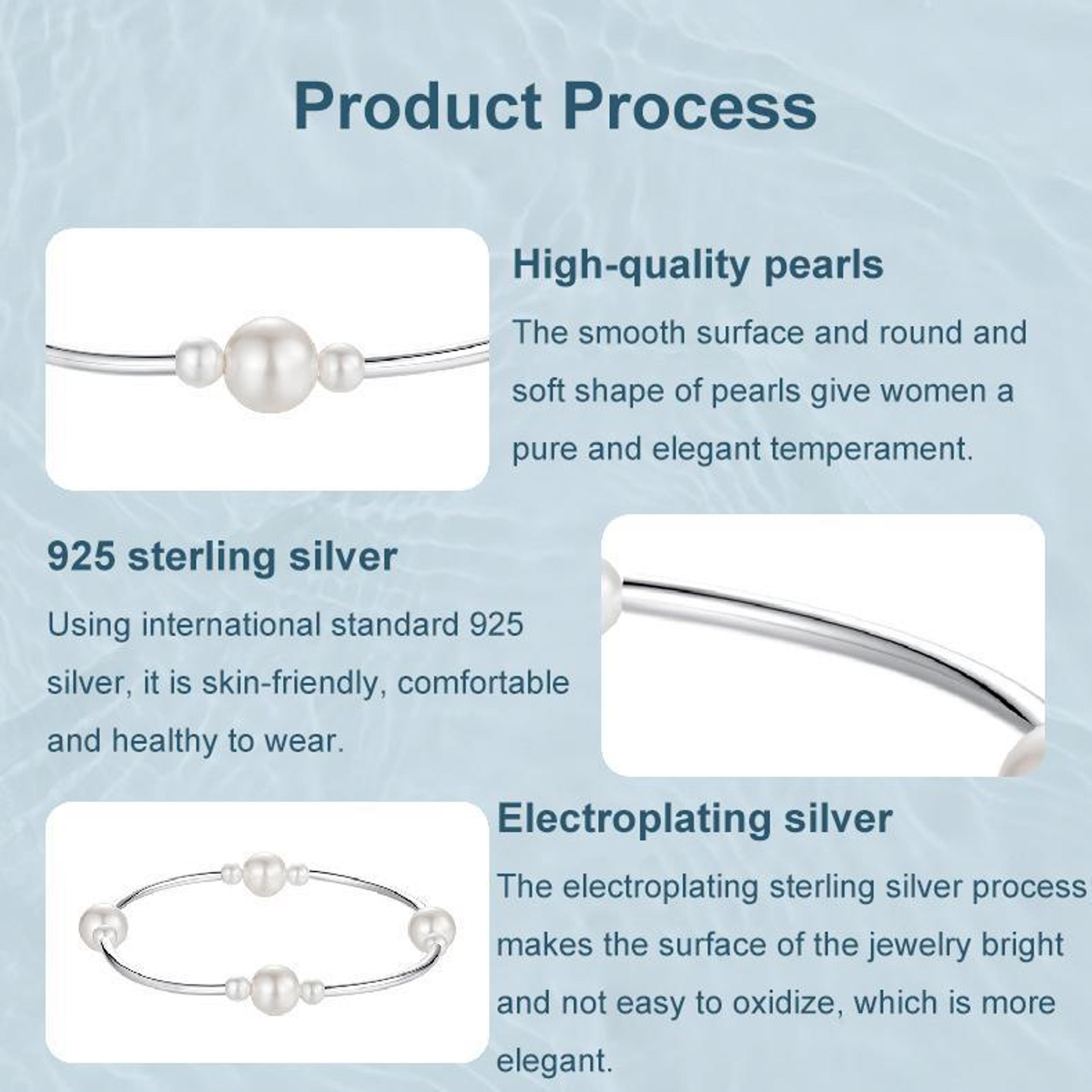 Luna Pearl Glow 925 Sterling Silver Shell Bead Bracelet For Women 4