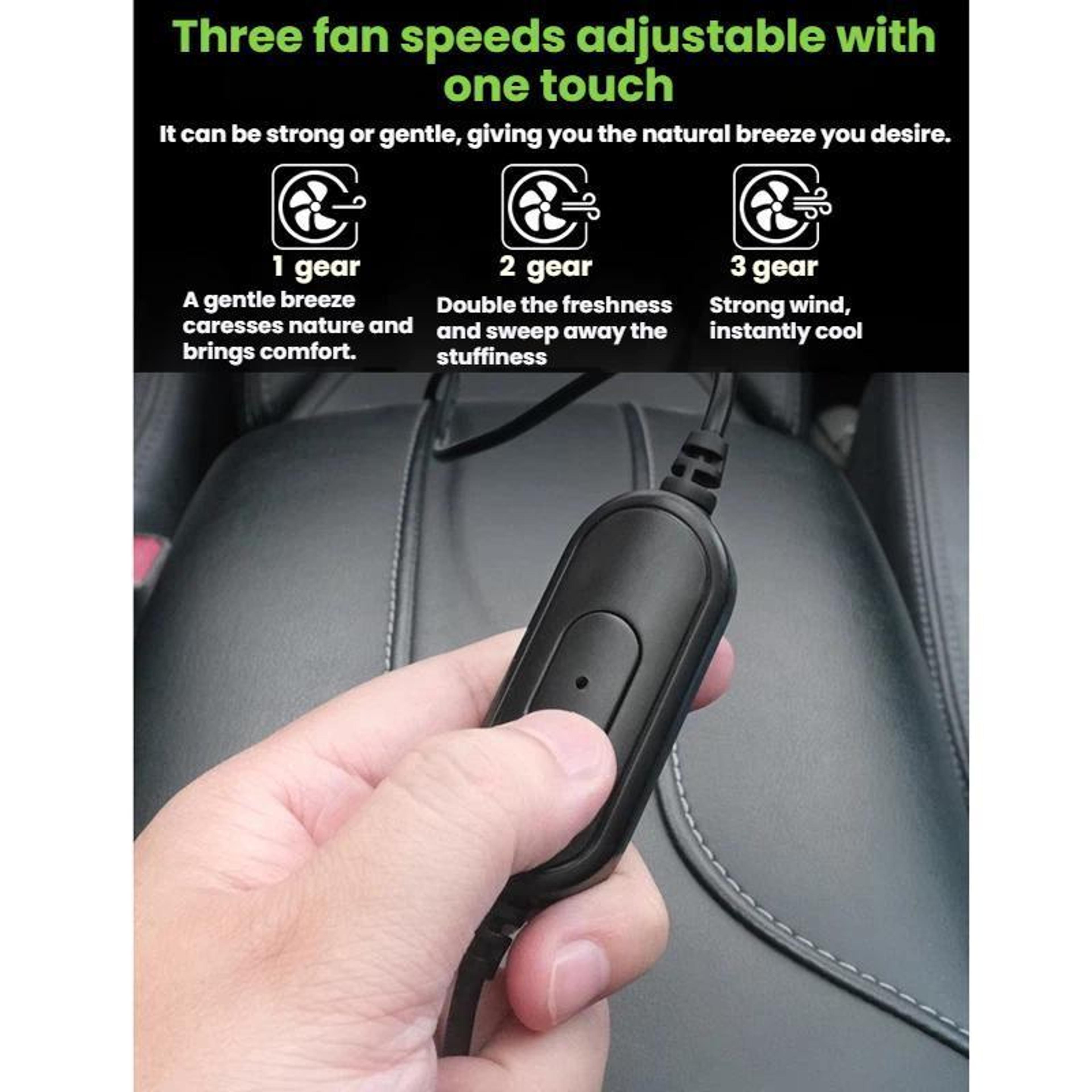 Car Rear USB Fan Silent 3 Speed Adjustable Backseat Cooling Fan 6