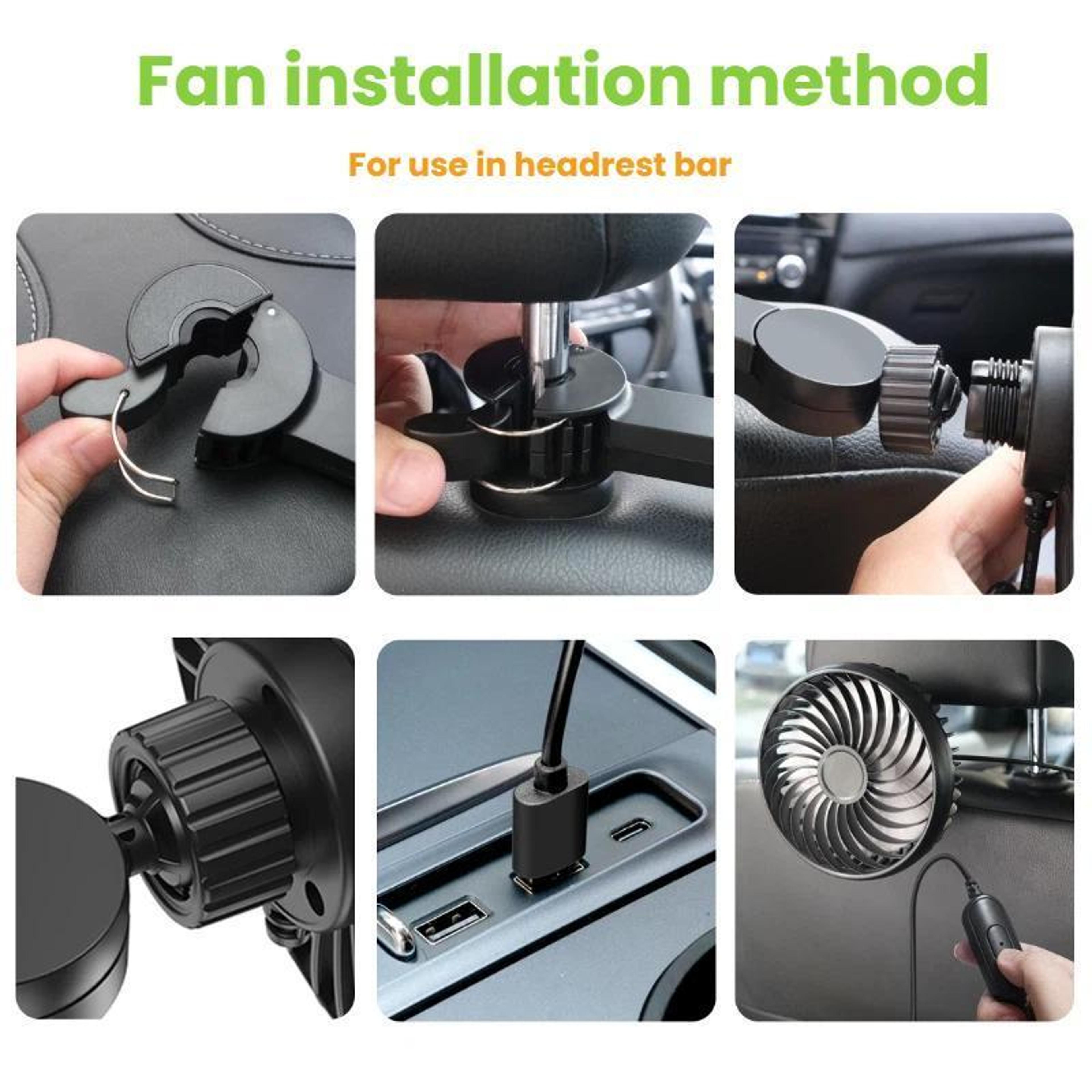 Car Rear USB Fan Silent 3 Speed Adjustable Backseat Cooling Fan 8