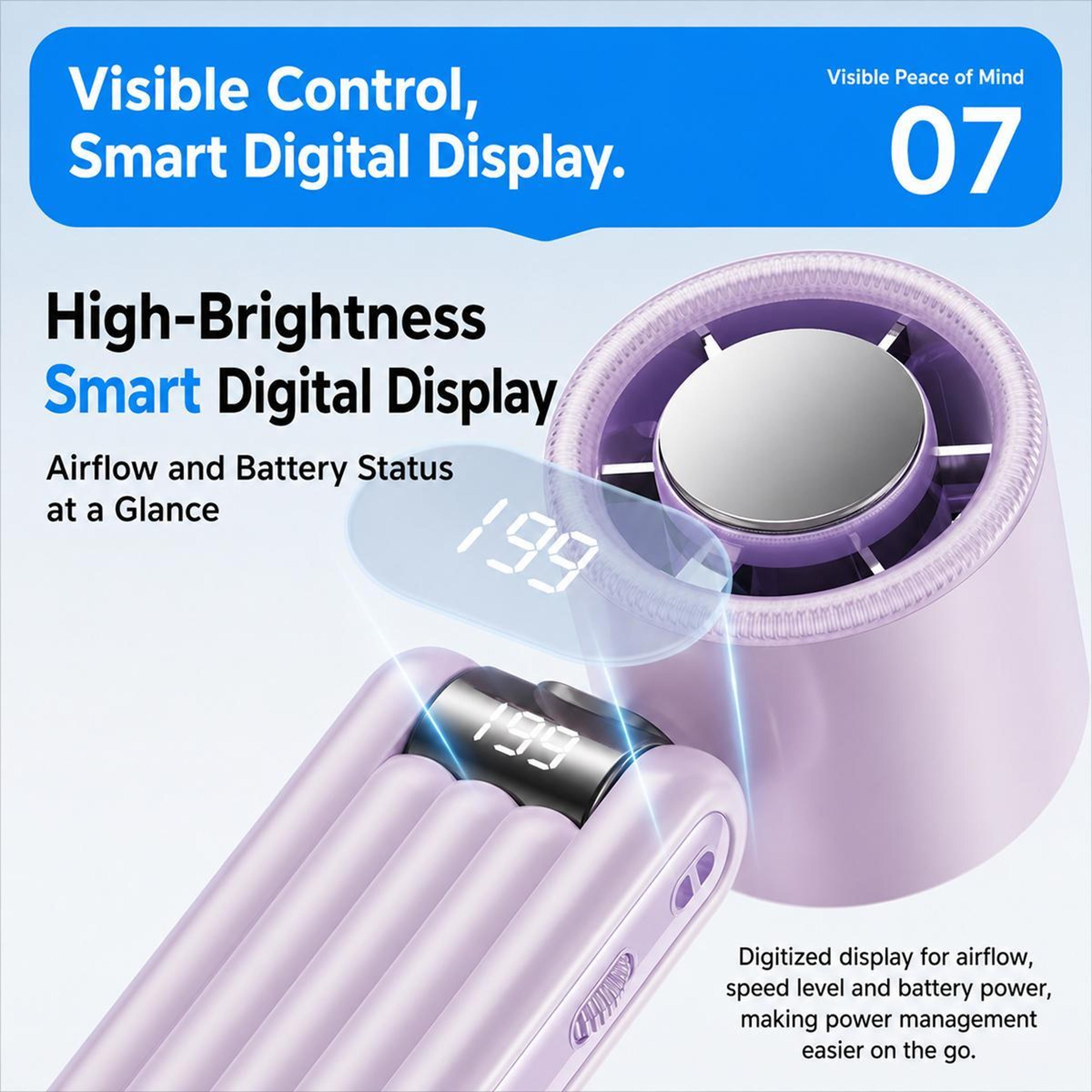 Y29 Handheld Cooling Fan Rechargeable Portable Fan With Digital Display And Folding Design 4