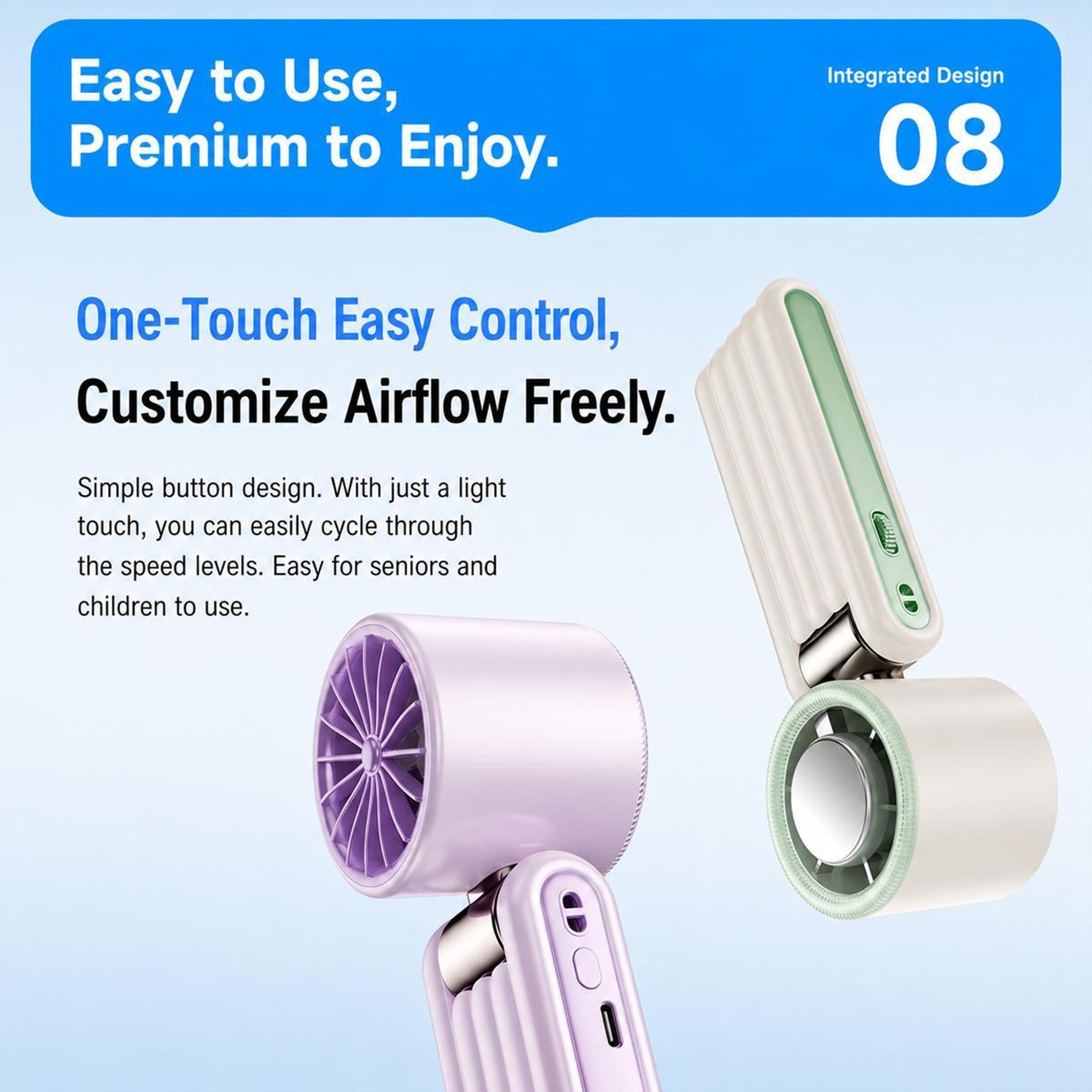 Y29 Handheld Cooling Fan Rechargeable Portable Fan With Digital Display And Folding Design 5