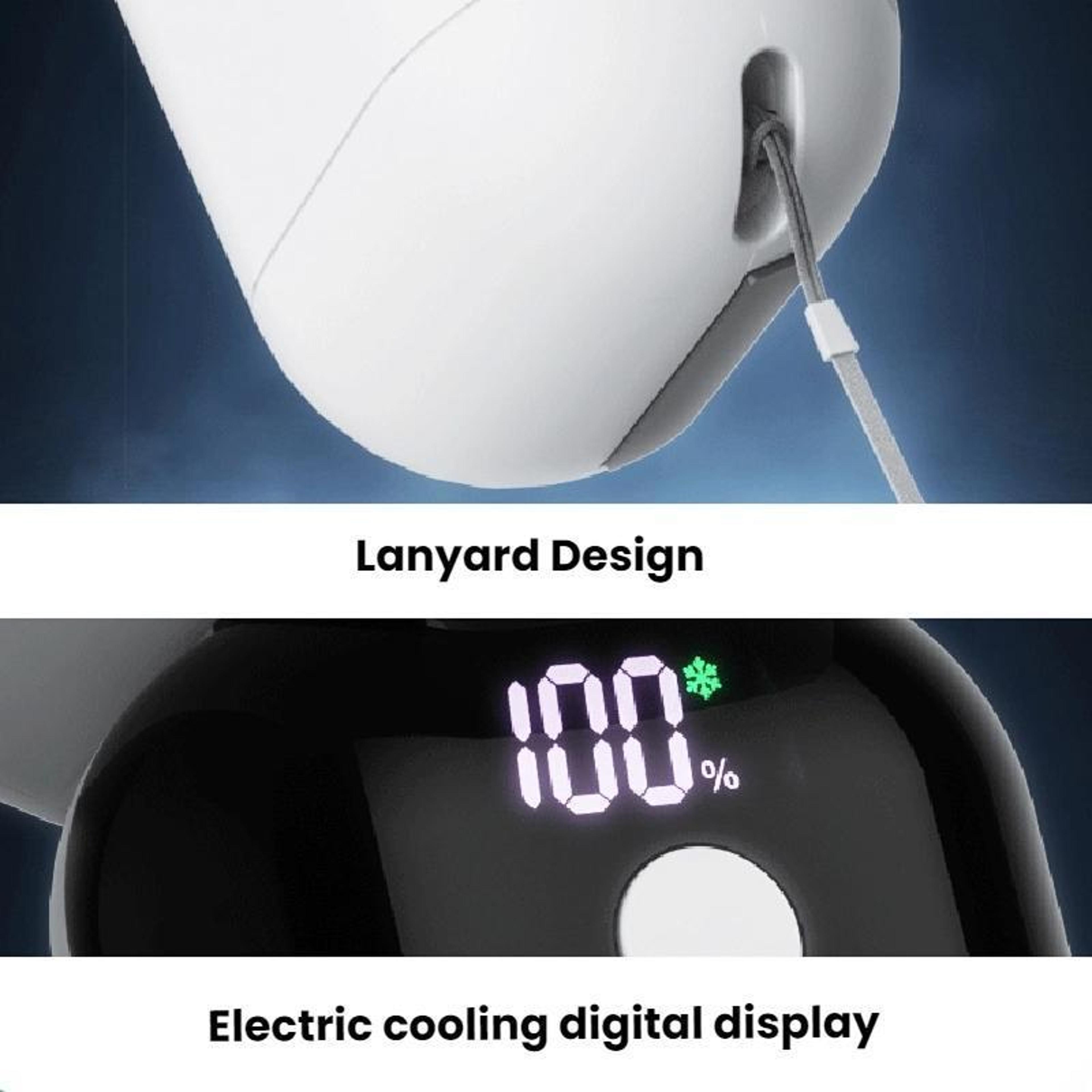 Digital Display Portable Cooling Fan USB Rechargeable Handheld Neck Fan With Cold Compress 7
