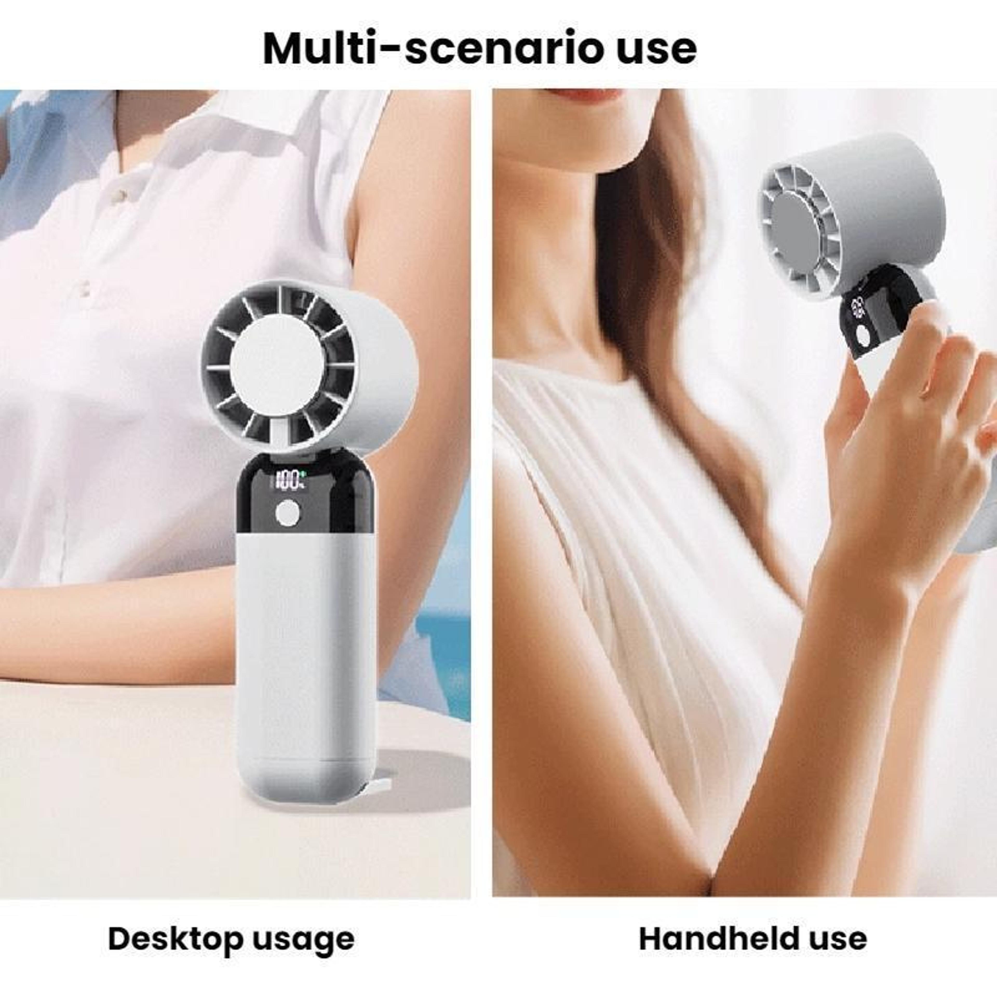 Digital Display Portable Cooling Fan USB Rechargeable Handheld Neck Fan With Cold Compress 8