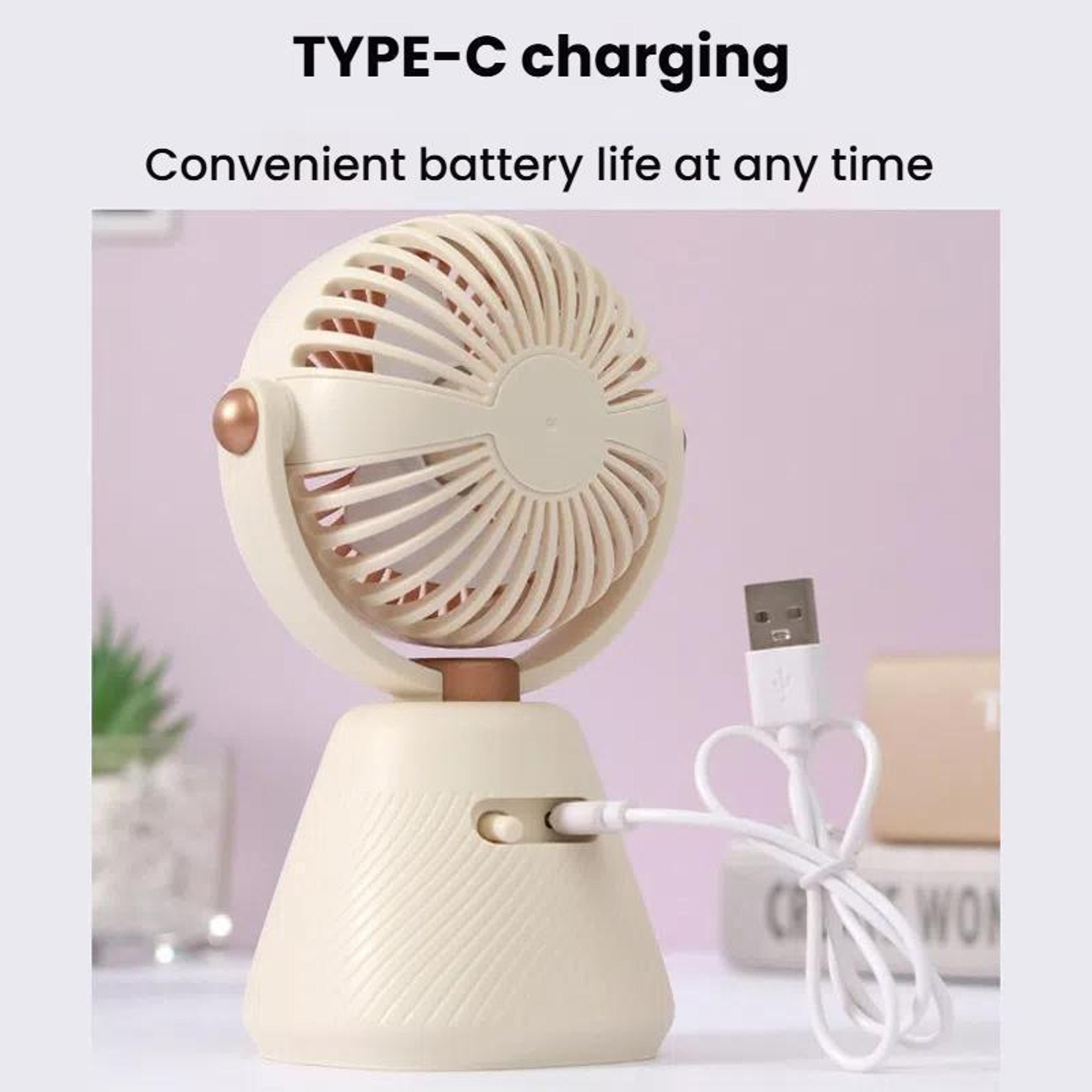 100 Speed Portable Desk Fan USB Rechargeable Mini Fan With Adjustable Angle For Office Bedroom And  7