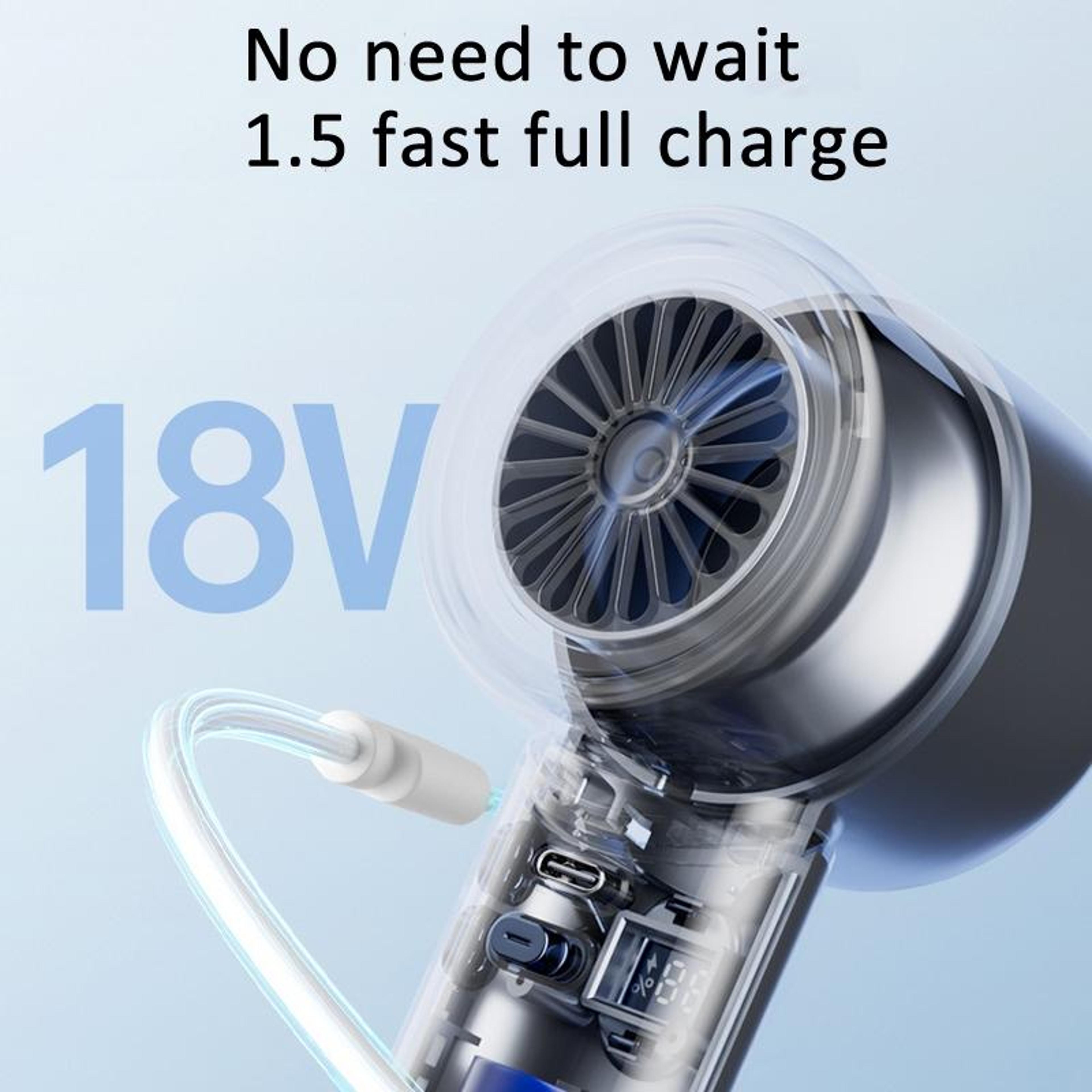 120 Speed Handheld Turbo Fan Portable Rechargeable Brushless Motor Fan With Digital Speed Control 6