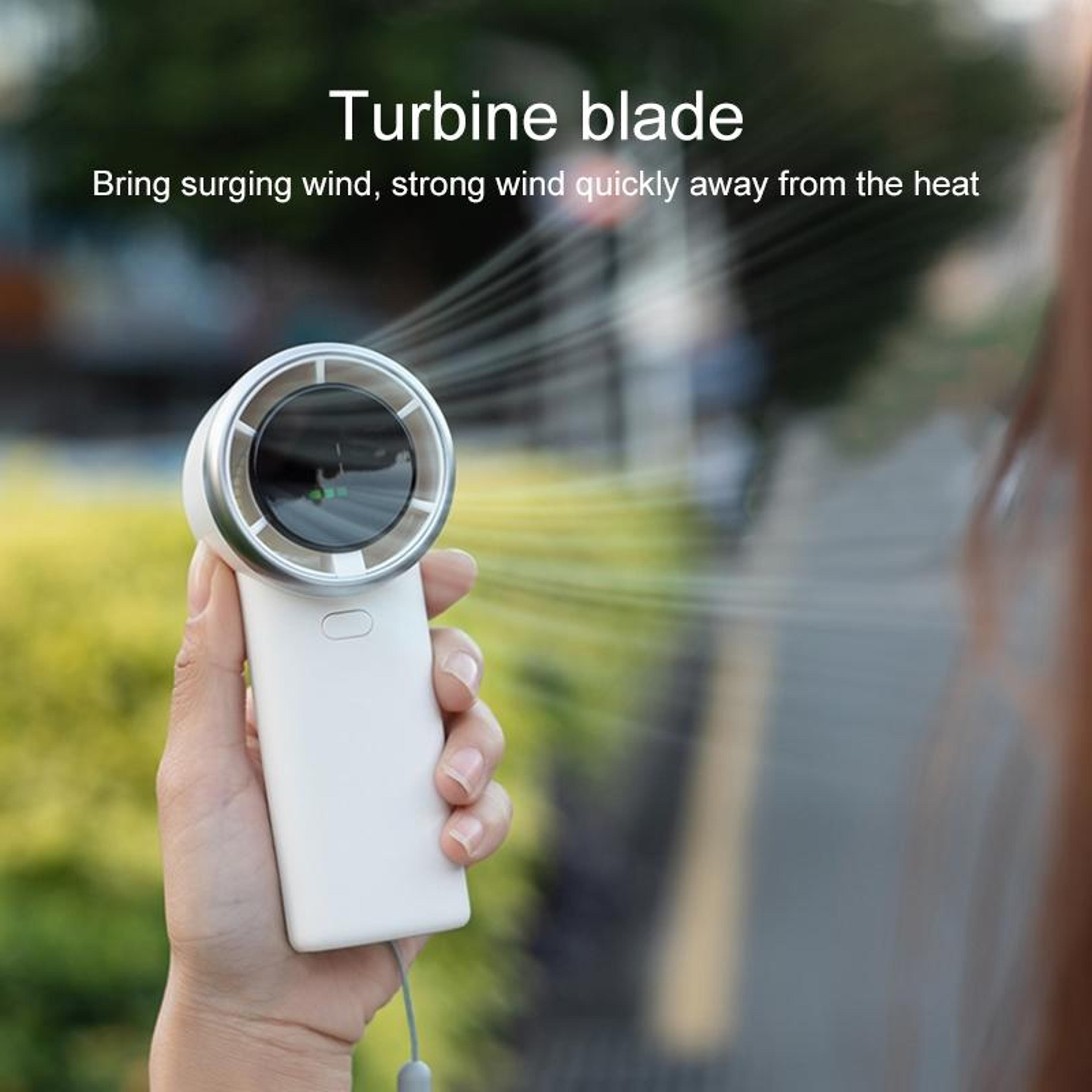 HD Digital Display Handheld Turbo Fan Portable Rechargeable Fan With 5 Speeds USB Type C 3
