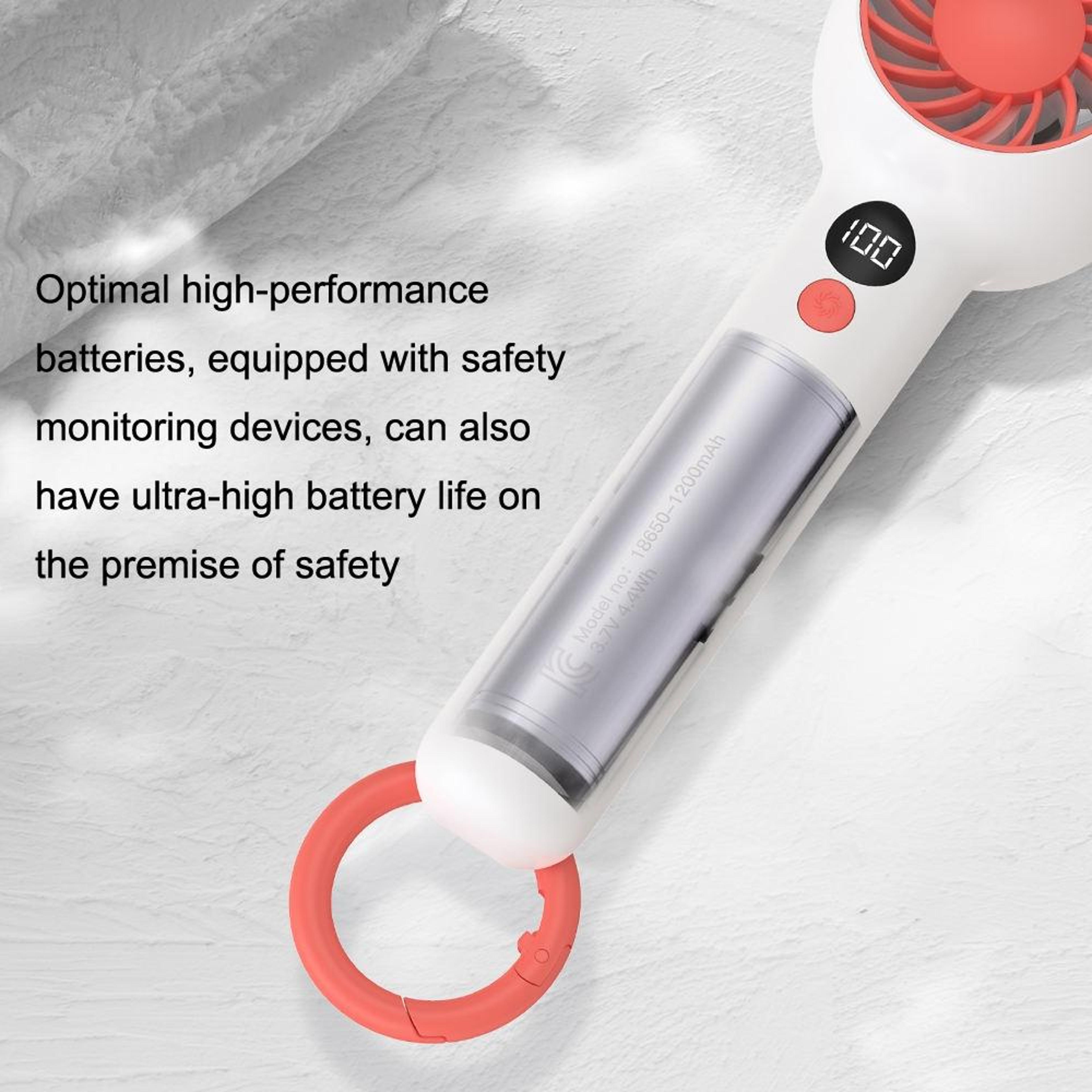 Portable Mini USB Fan Rechargeable Handheld Fan With Turbo Airflow Hook And 3 Speed Cooling 4