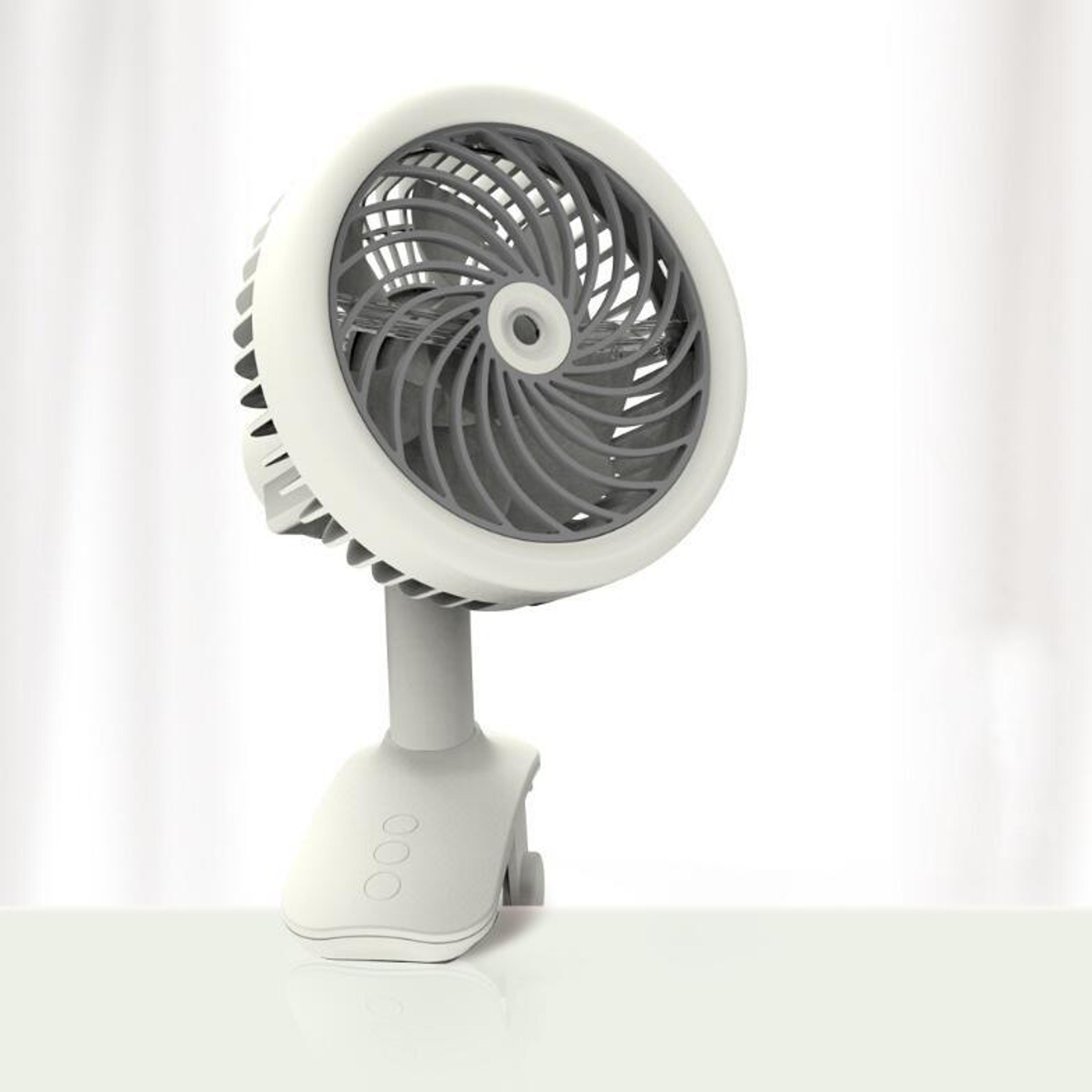 Portable USB Clip Fan Rechargeable Desktop Fan With Mist Spray And 3 Speed Cooling 2