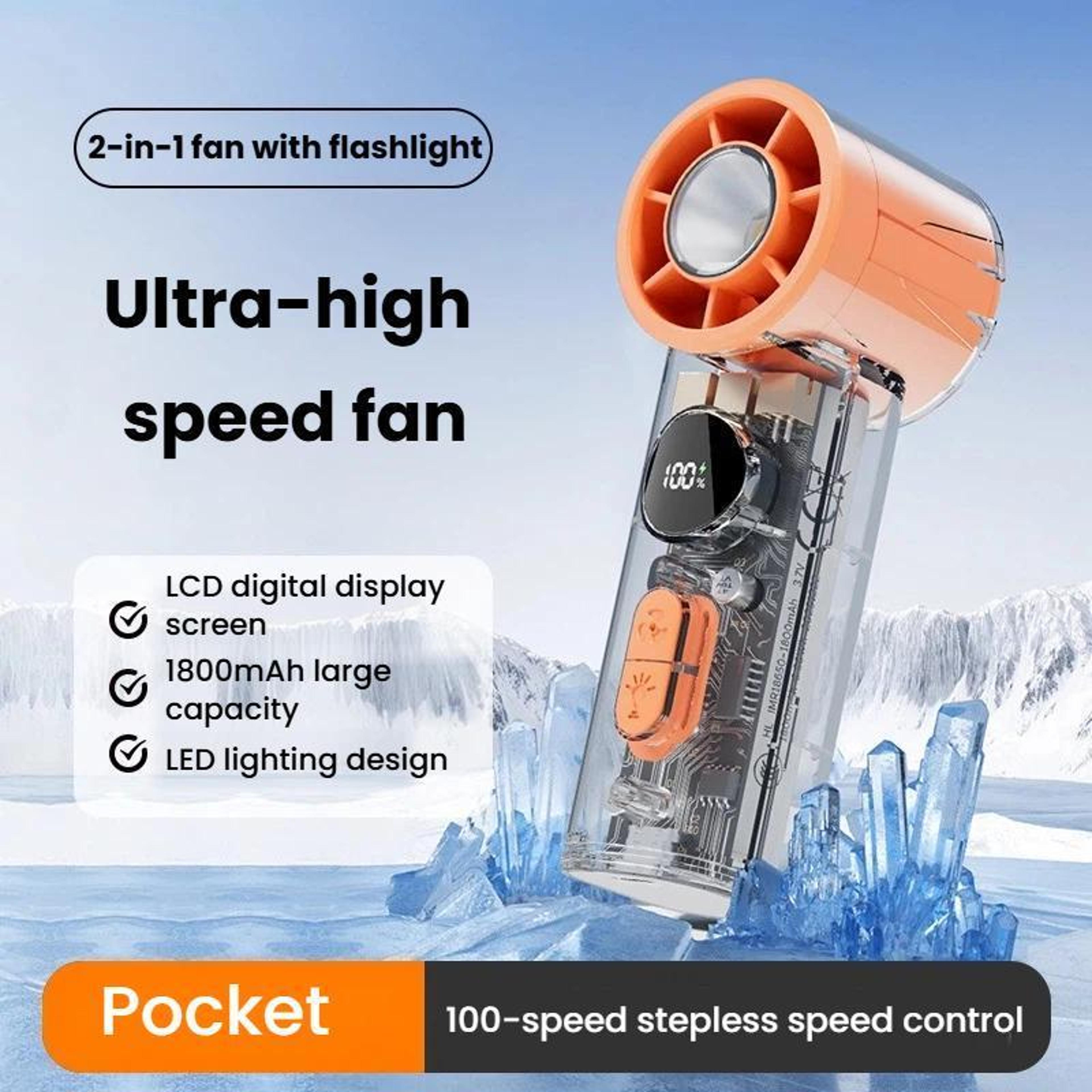 S8 High Speed Handheld Fan With Ice Cooling Digital Display Portable Rechargeable Fan 1