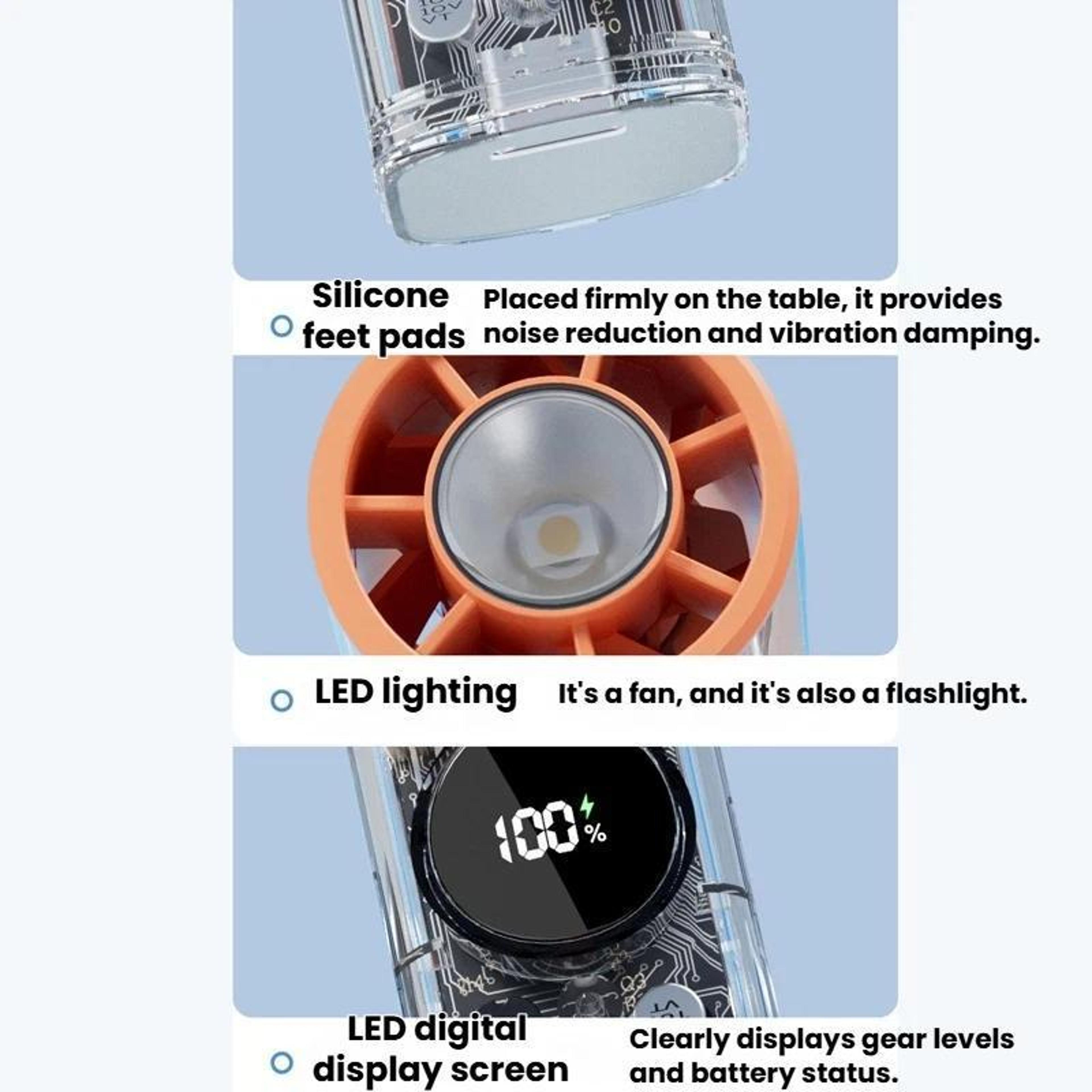 S8 High Speed Handheld Fan With Ice Cooling Digital Display Portable Rechargeable Fan 4