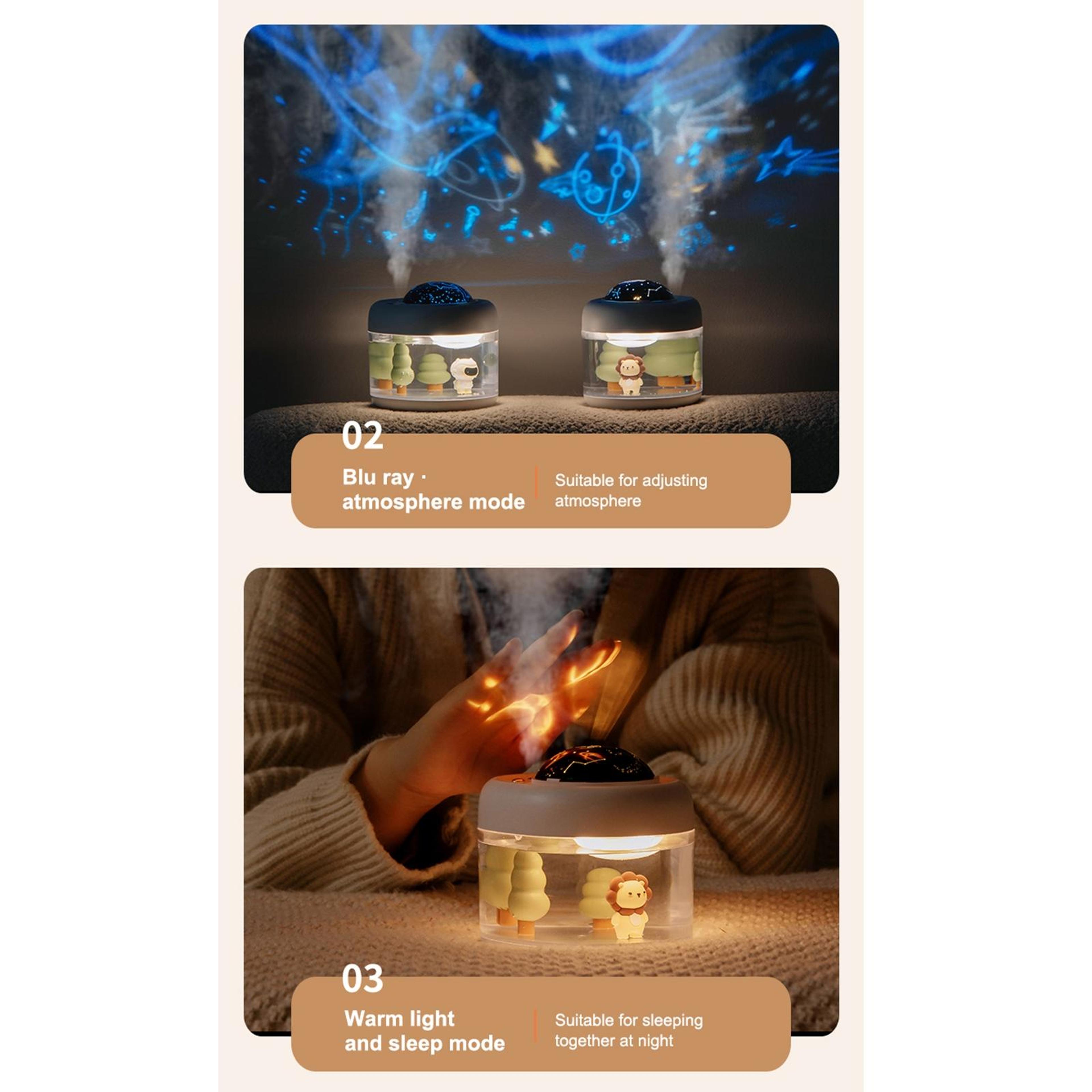 Portable Projection Humidifier With Night Light 500ML USB Cool Mist Air Moisturizer 5