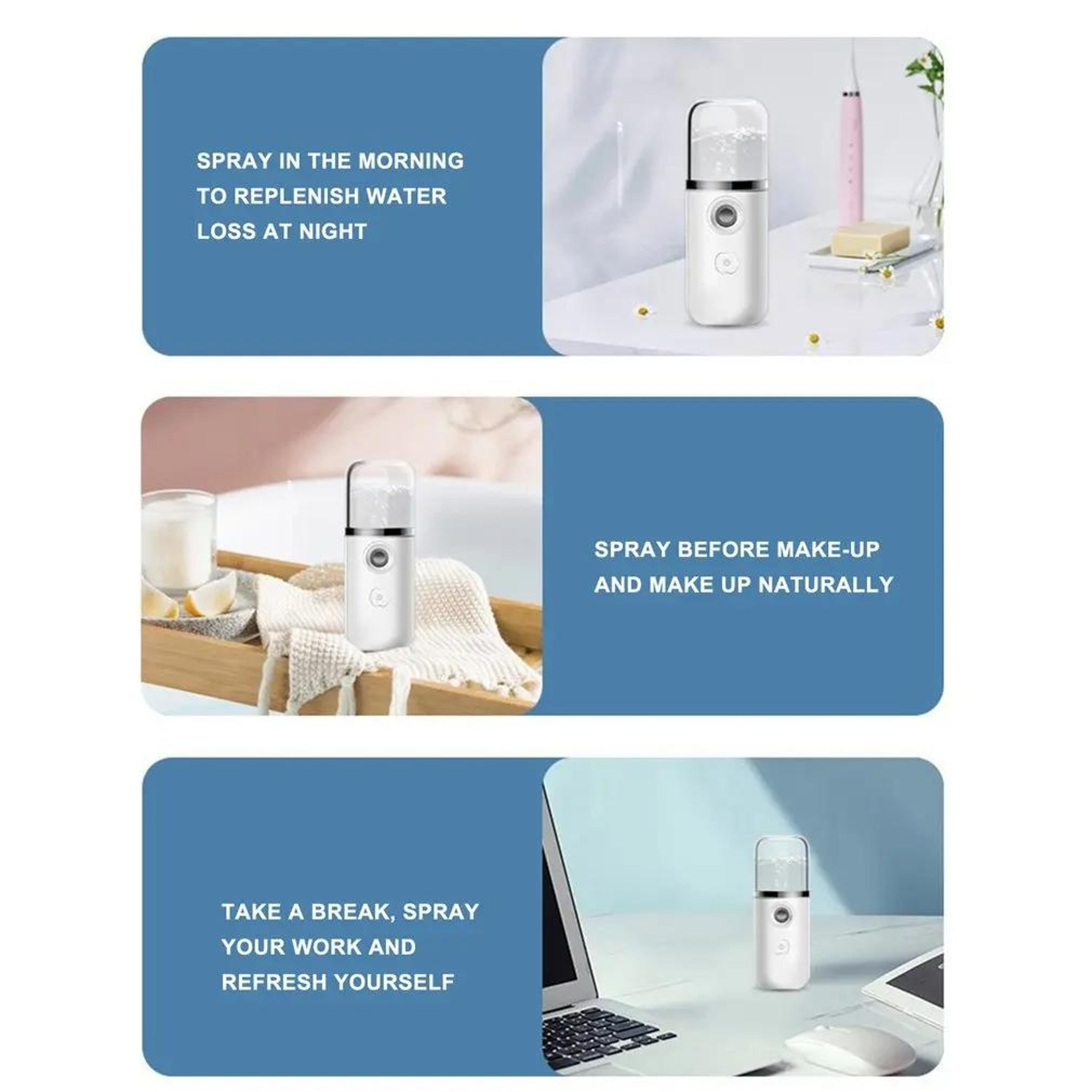 Portable Nano Facial Mist Sprayer USB Rechargeable Mini Face Humidifier 30ml Hydration Steamer 6