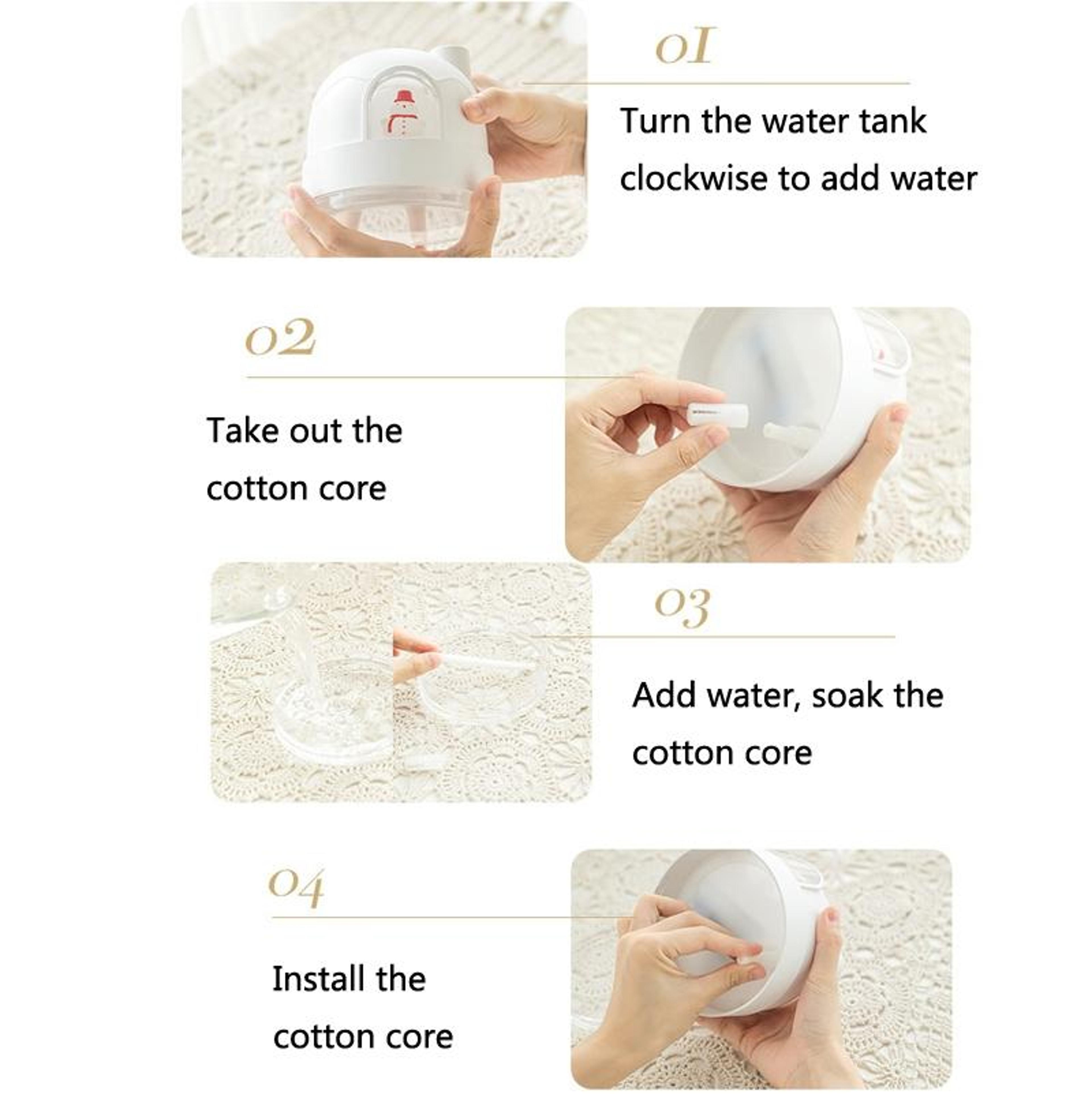Snowman USB Humidifier With Night Light Portable Mini Humidifier Quiet Cool Mist Air Diffuser 4