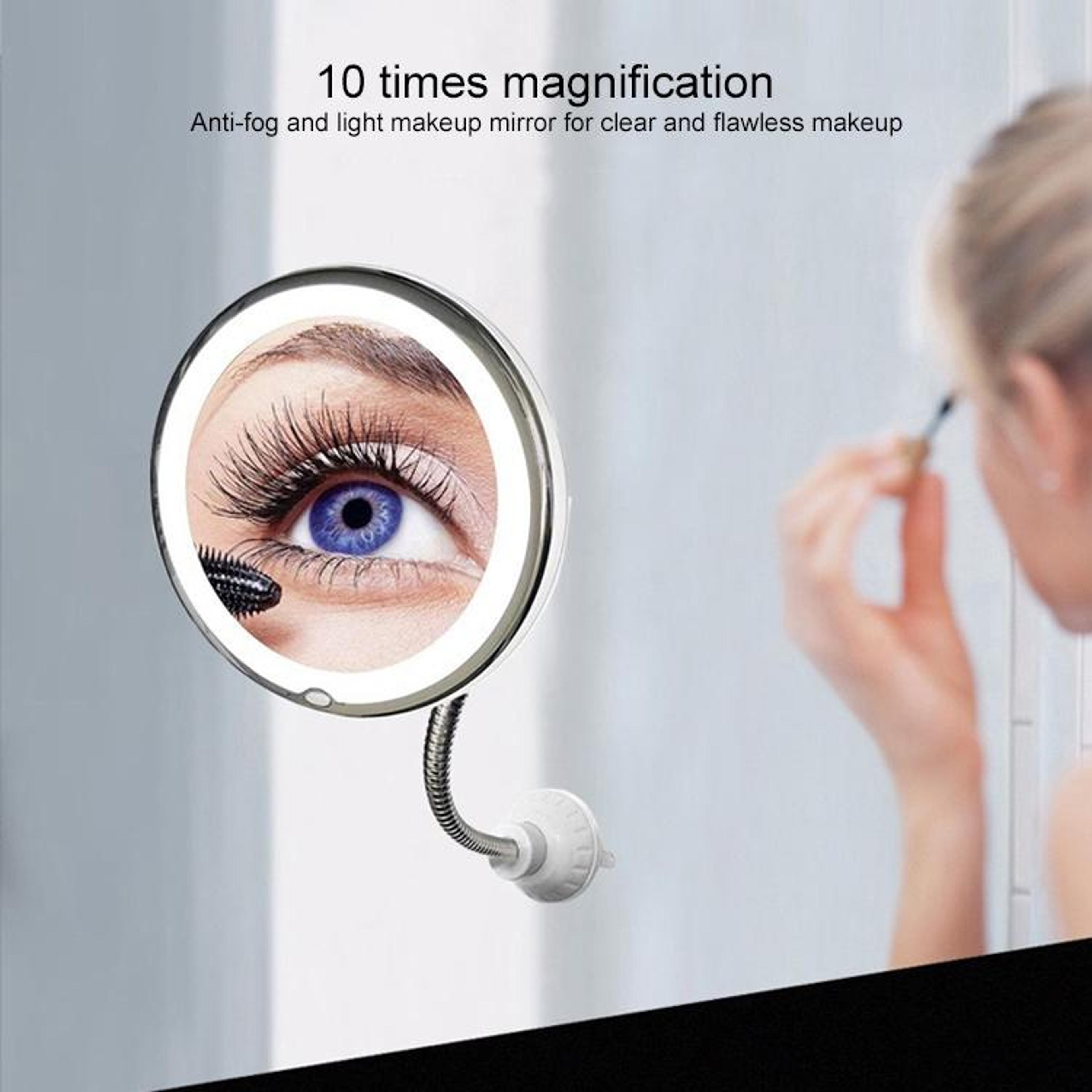 LED Makeup Mirror Wall Mounted Folding Vanity Mirror With Suction Cup And Flexible Rotating Light 4